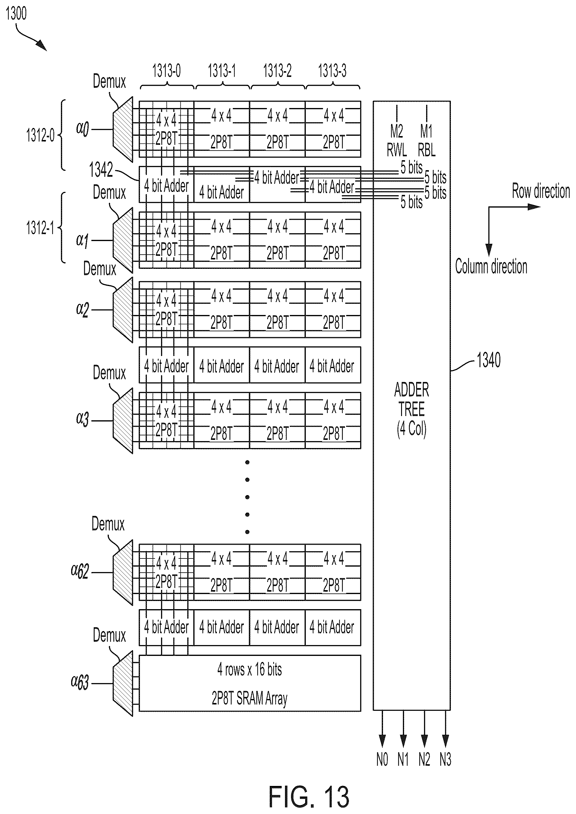Patent US12106822 Figure 13 – Memory array with programmable number of filters