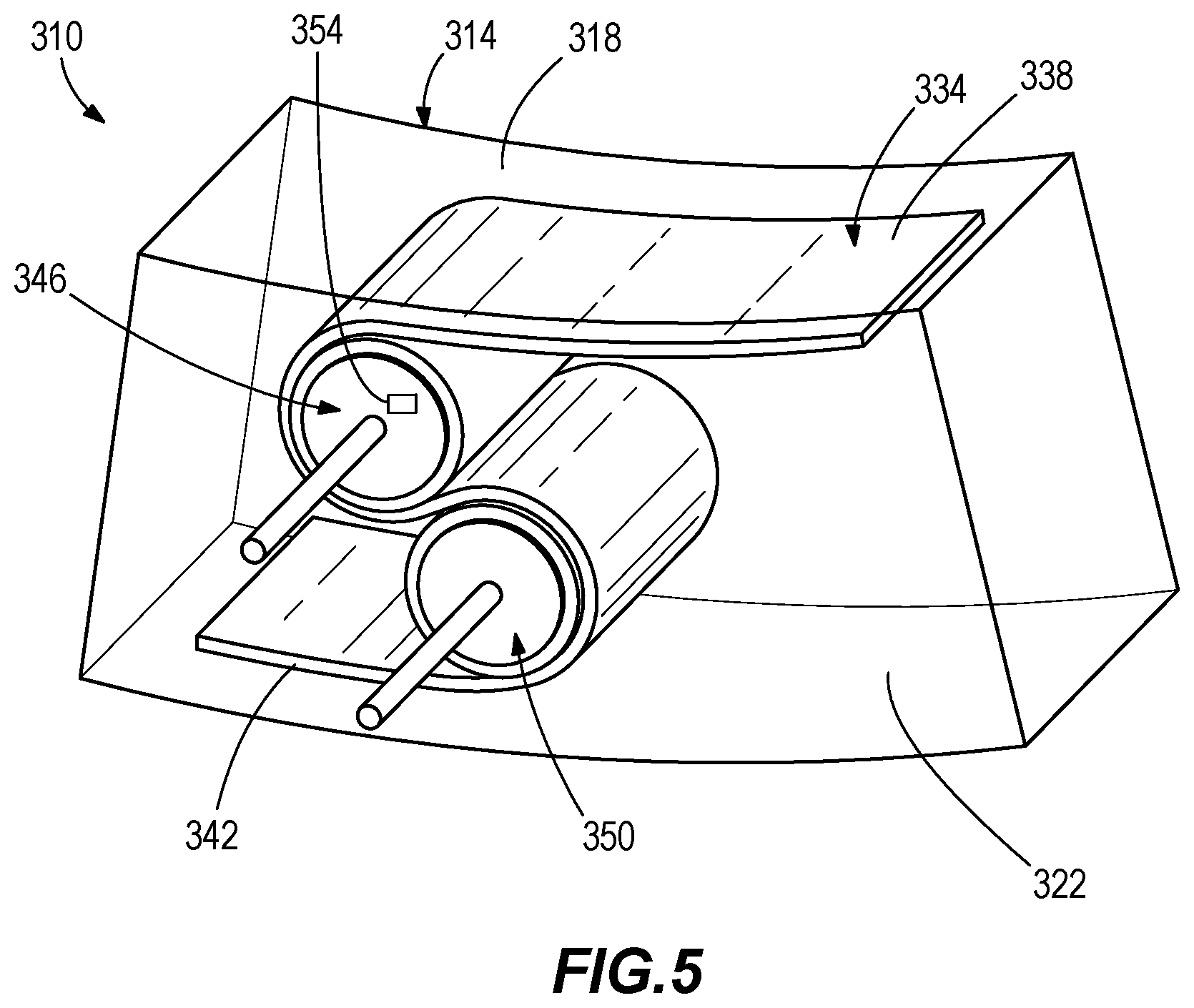 Patent US12106824 Figure 3 – Positioning system with flexible band and rollers