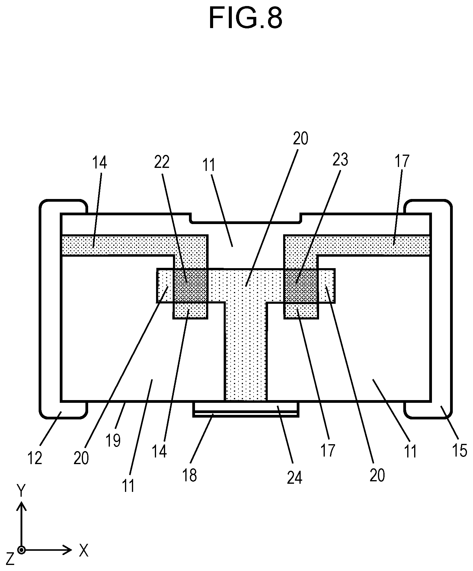 Patent US12106877 Figure 8 – Chip resistor for reducing stray capacitance