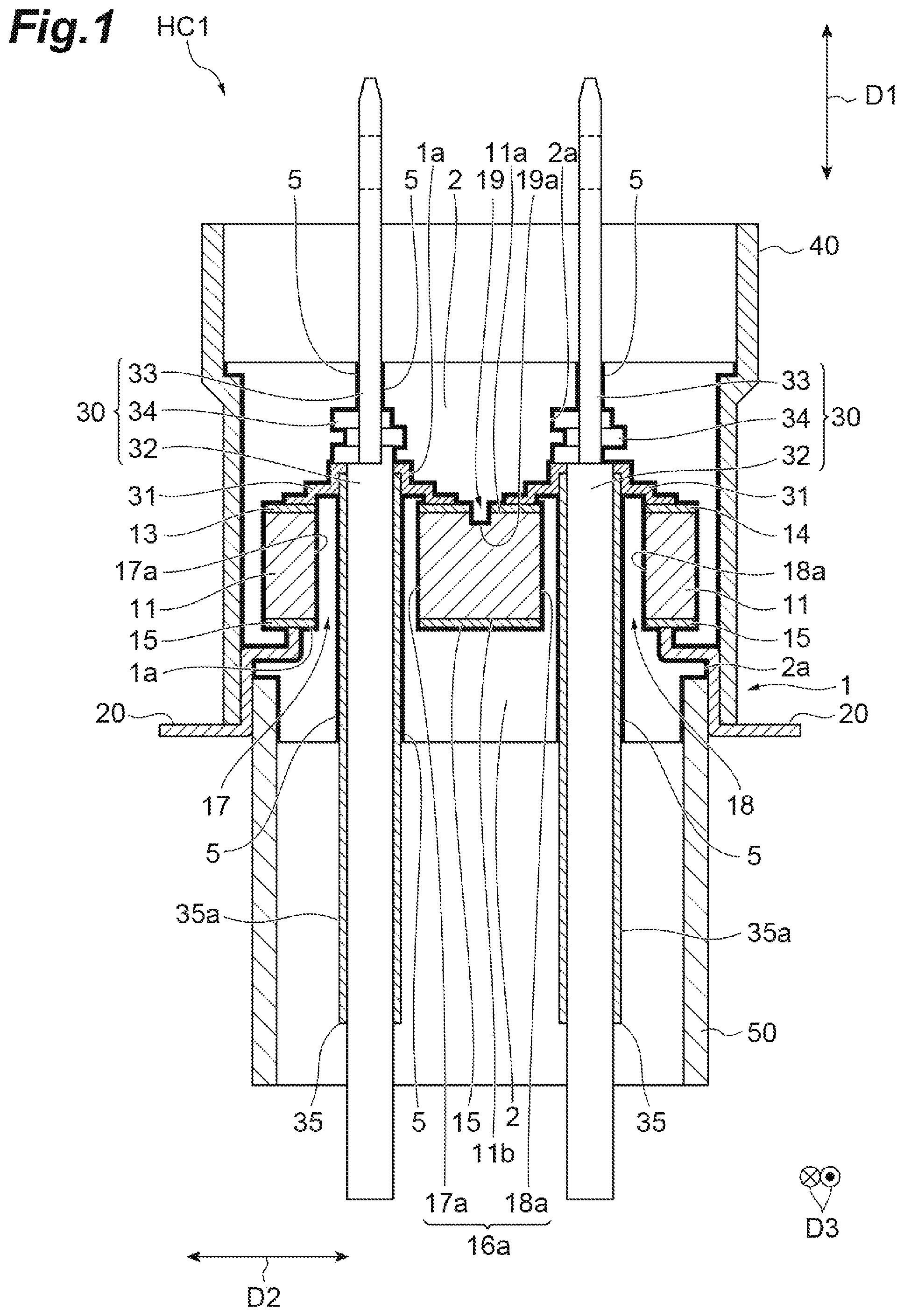 Patent US12106906 Figure 1 – High voltage feed-through capacitor