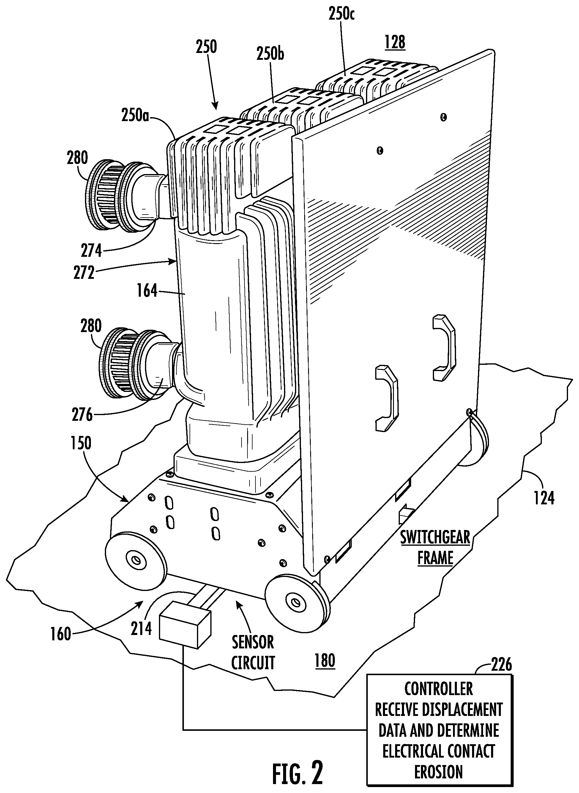 Patent US12106910 Figure 2 – Switchgear system that determines contact erosion in circuit breaker