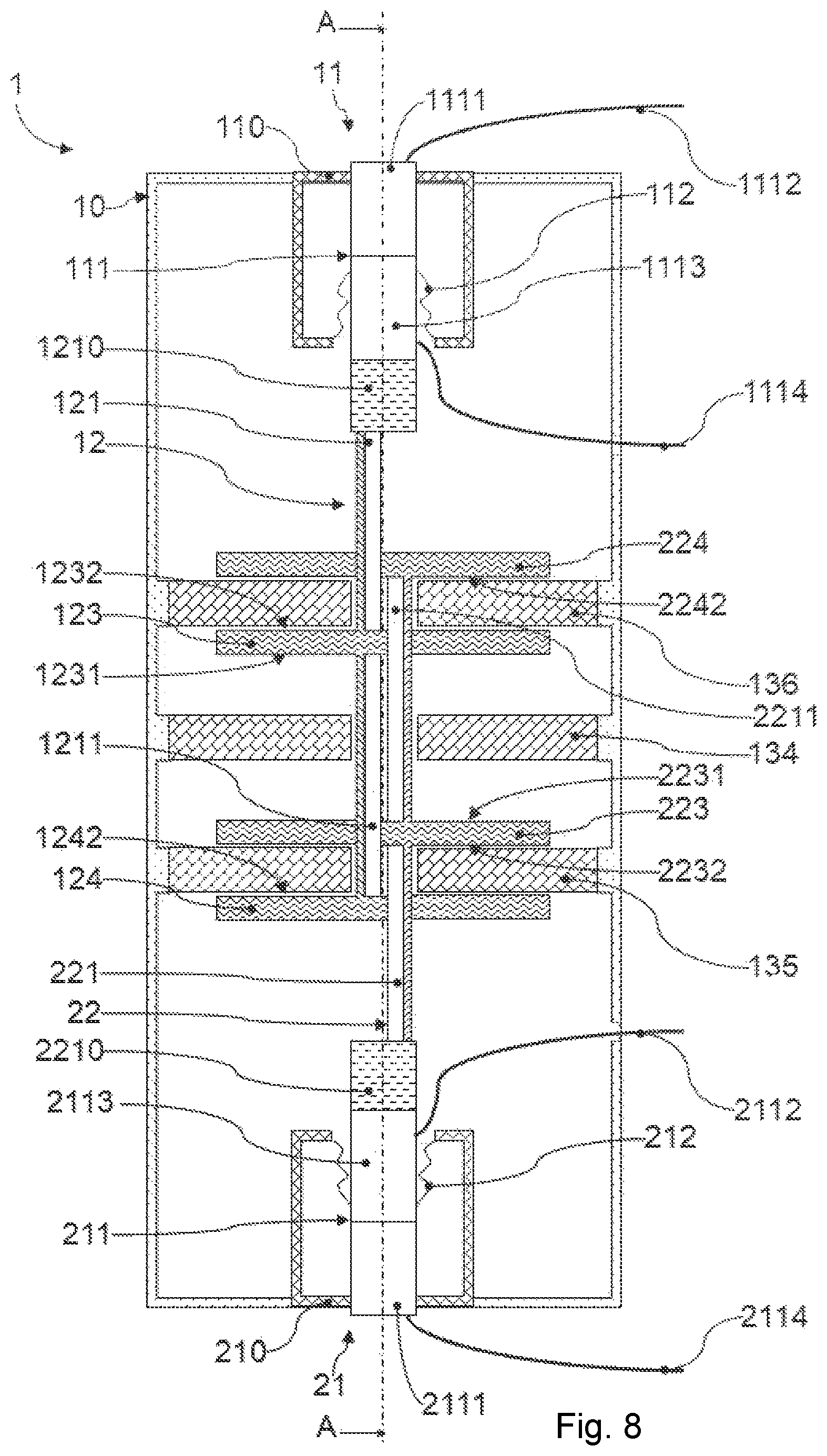 Patent US12106914 Figure 8 – Induction-controlled switch having a vacuum bulb for reducing vibrations
