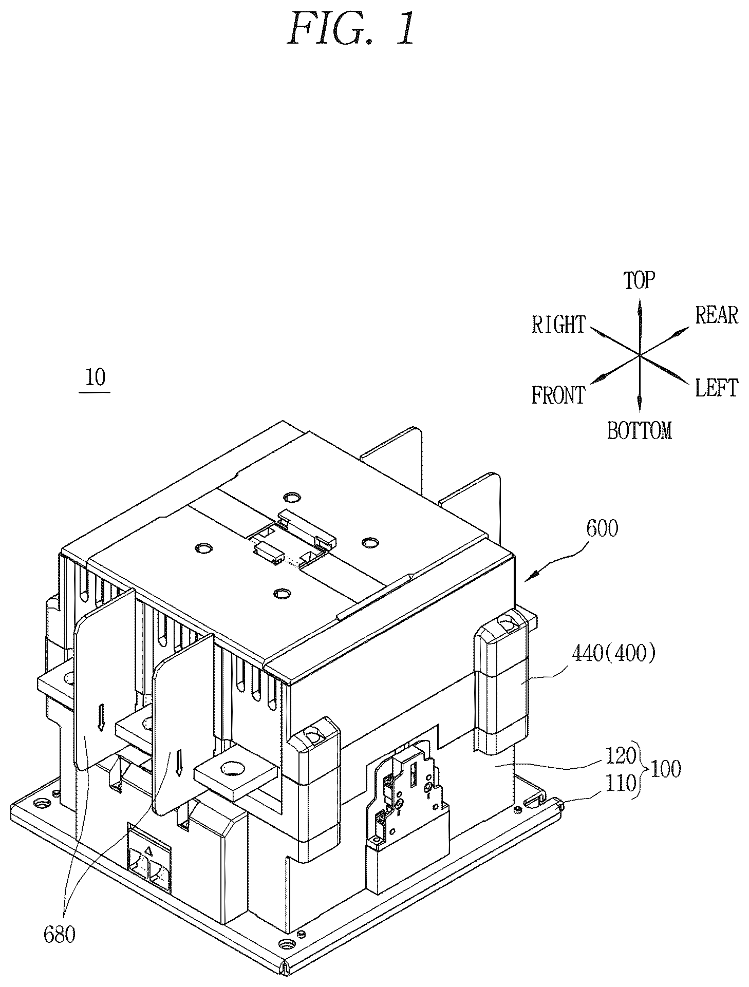 Patent US12106923 Figure 1 – Arc box and electromagnetic contactor comprising same