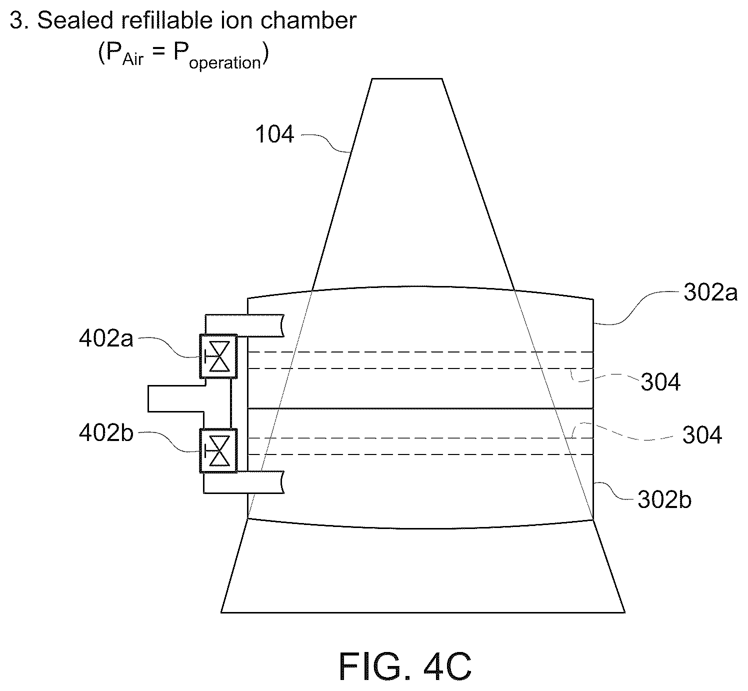 Patent US12106929 Figure 5 – Refillable ion chamber with automated purging system
