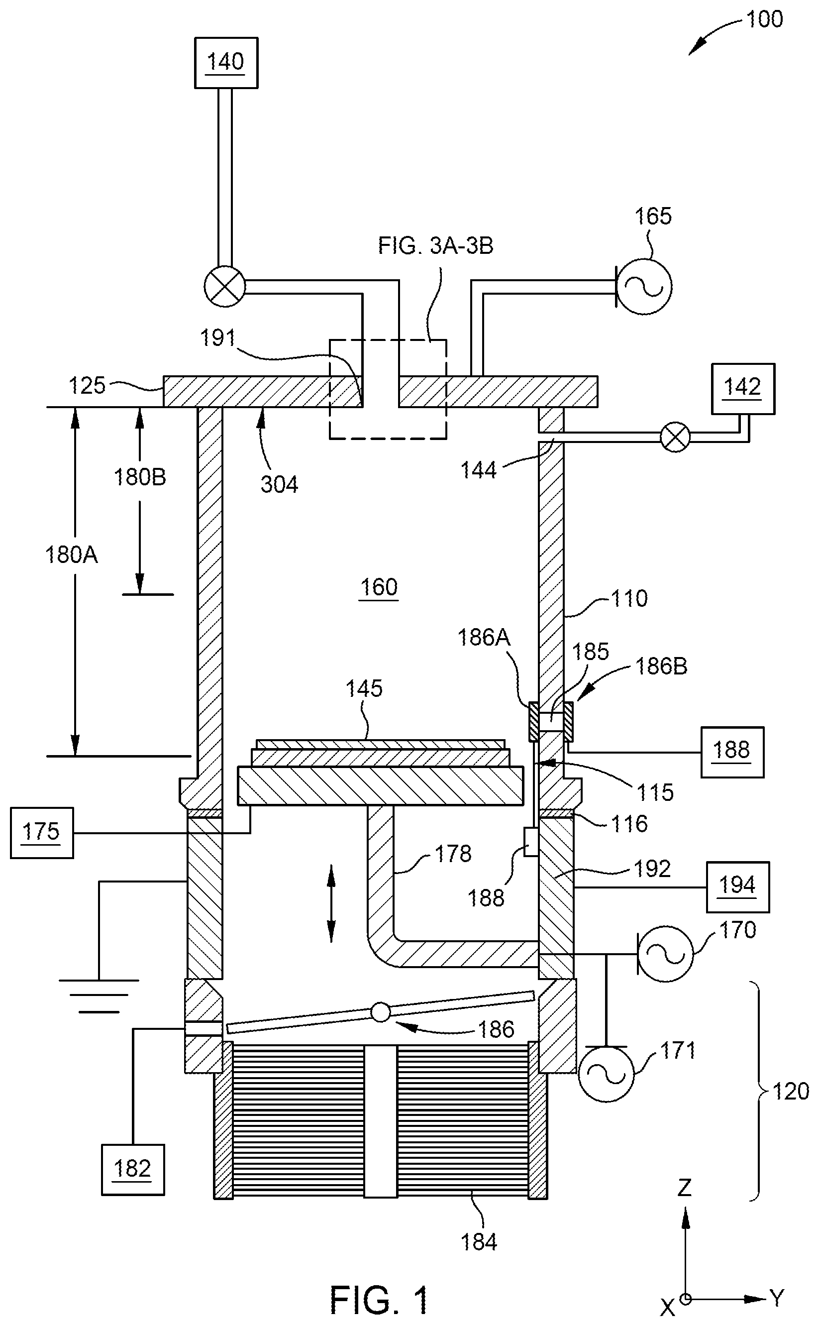 Patent US12106958 Figure 1 – Method of using dual frequency RF power in a process chamber