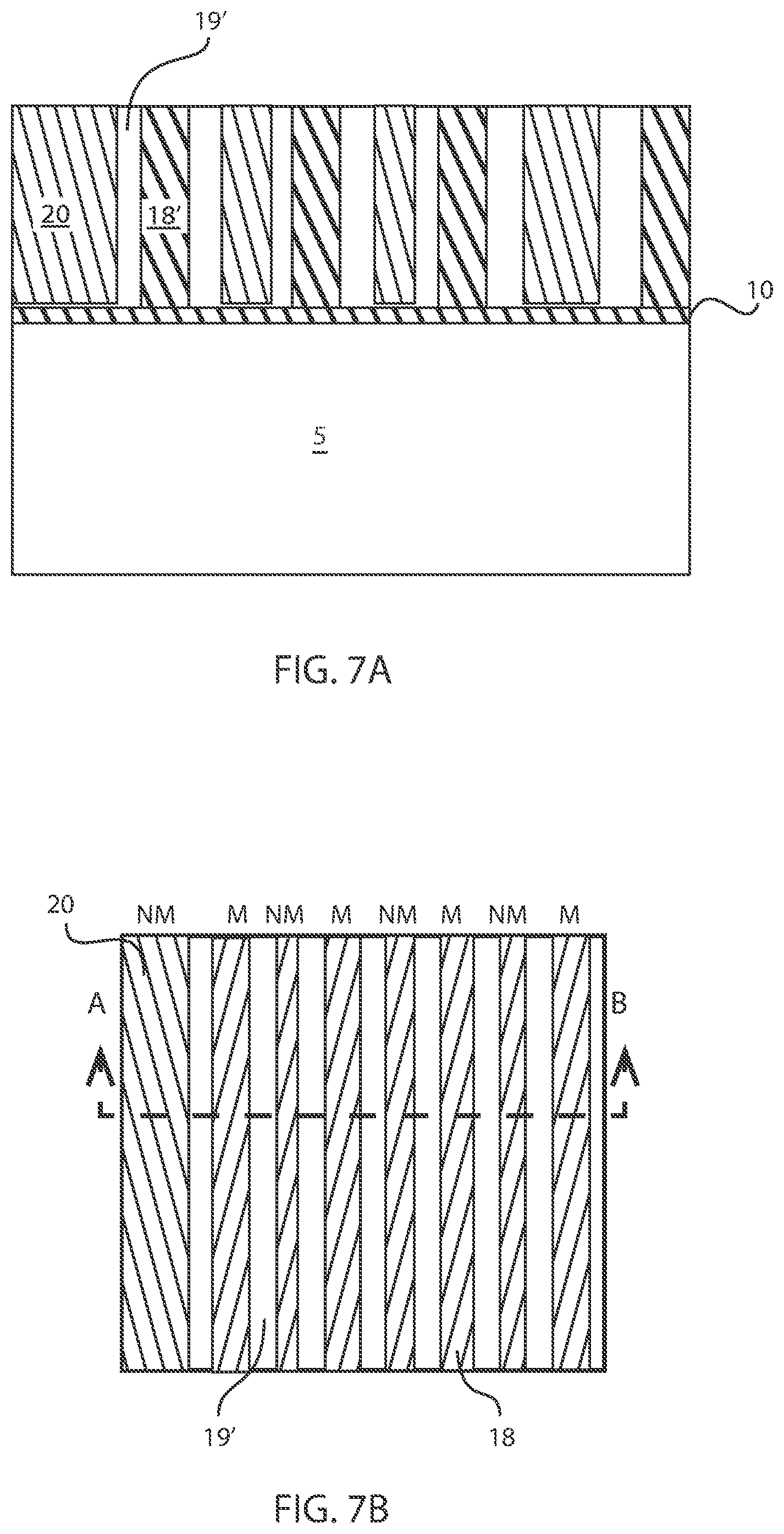 Patent US12106963 Figure 5 – Self aligned pattern formation post spacer etchback in tight pitch configurations