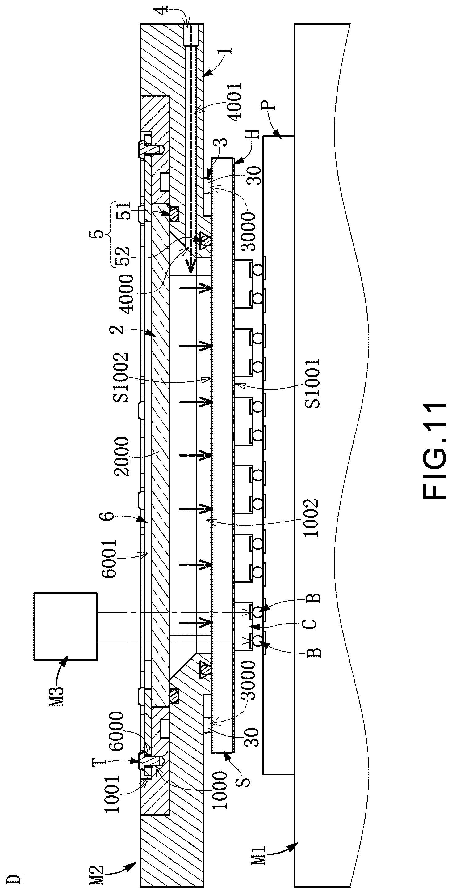 Patent US12106981 Figure 10 – Method of chip transferring and device/module having gas guiding structures with suction openings and intake opening to apply predetermined pressure uniformly on back side of transferring substrate