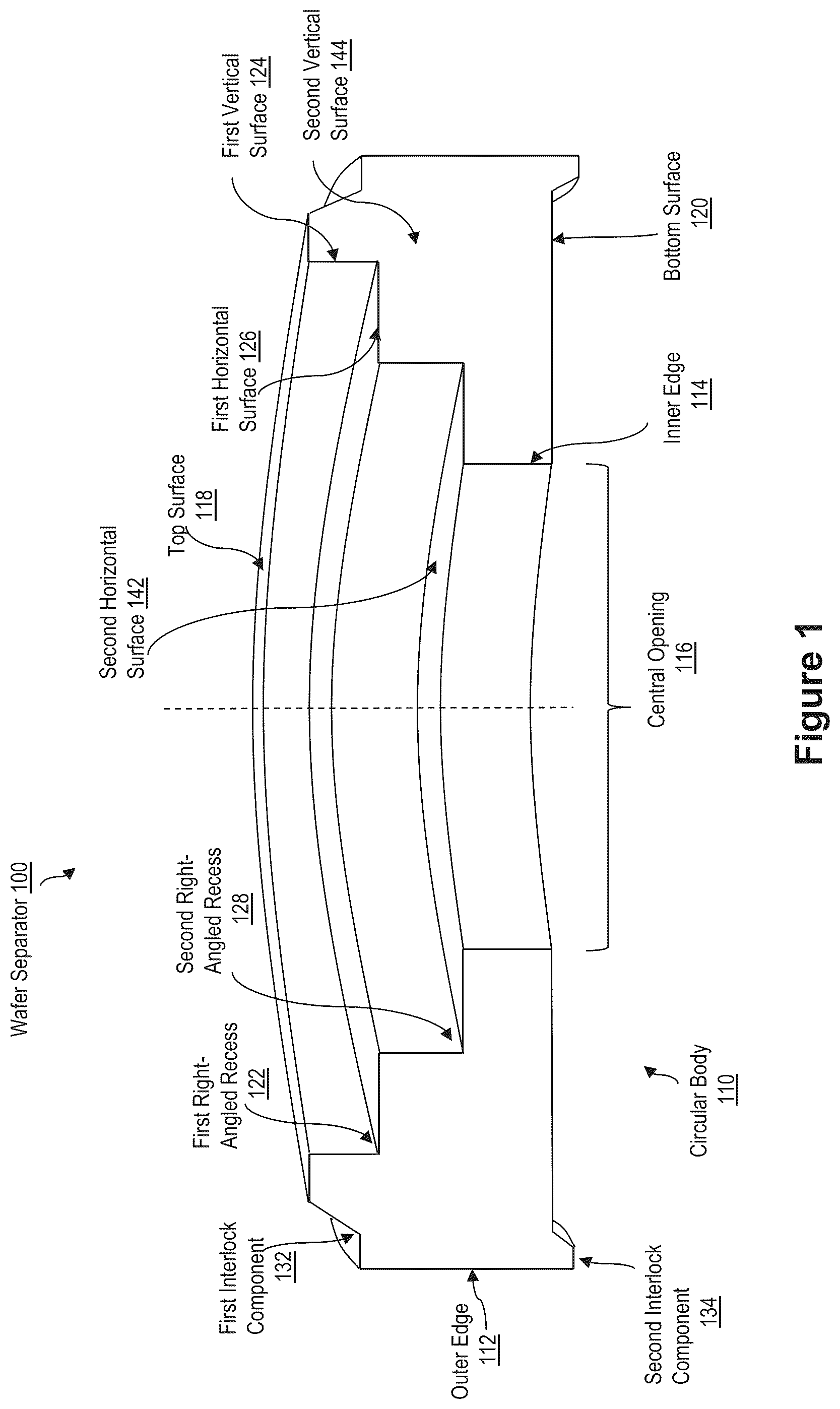 Patent US12106988 Figure 1 – Separators for handling, transporting, or storing semiconductor wafers