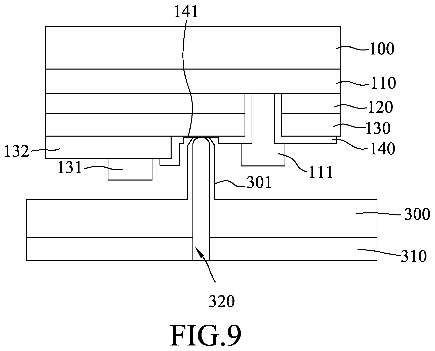 Patent US12106995 Figure 5 – Structure and method for transferring a micro semiconductor element by applying a separation force via a through hole