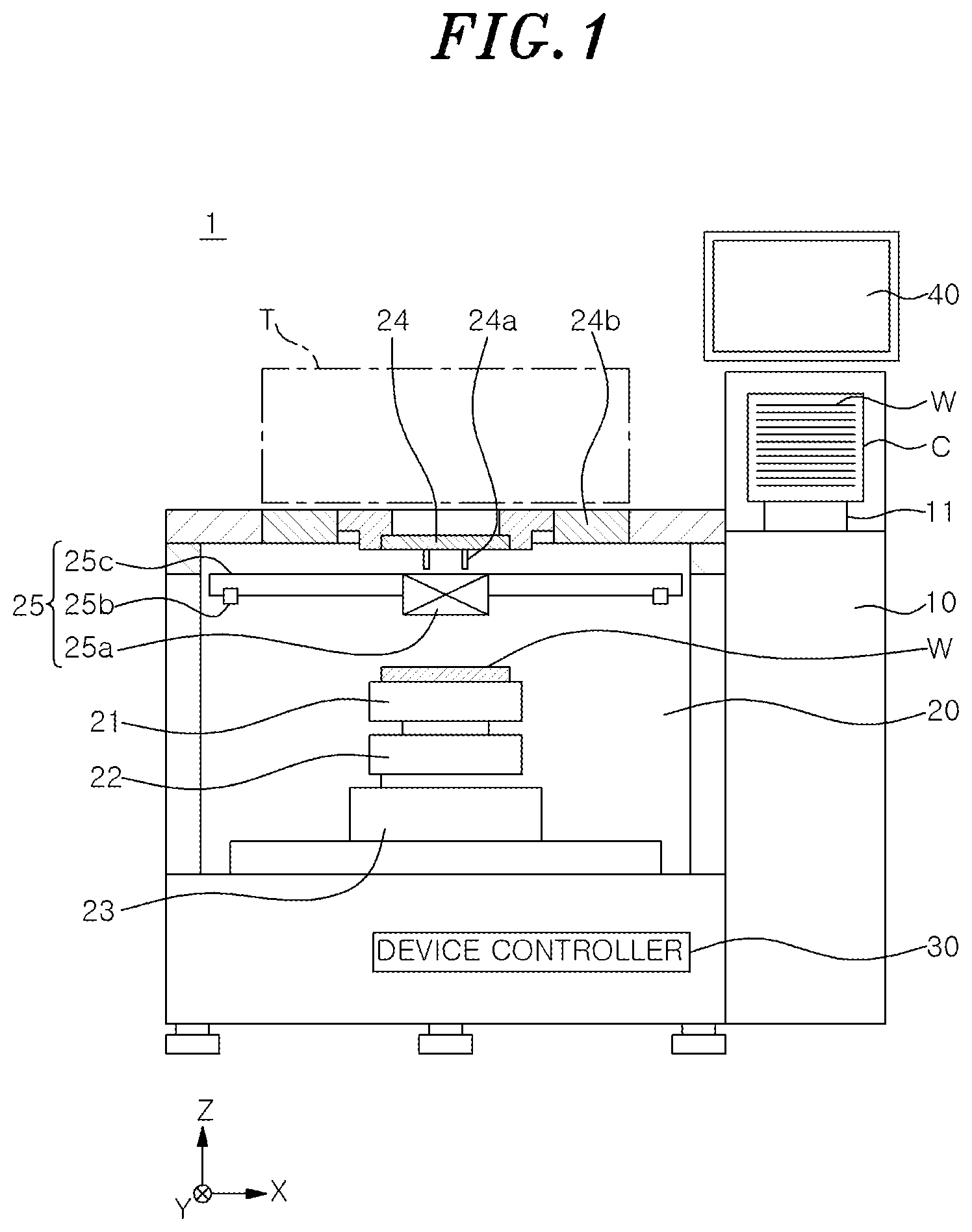 Patent US12106997 Figure 1 – Test device, change kit, and method of exchanging change kit