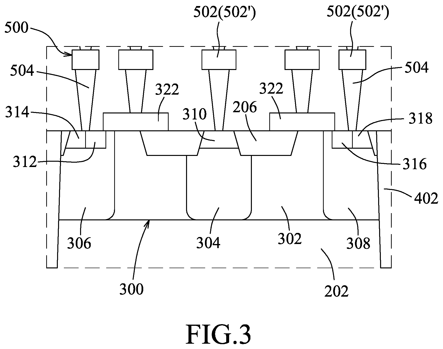 Patent US12107001 Figure 3 – Semiconductor feature and method for manufacturing the same
