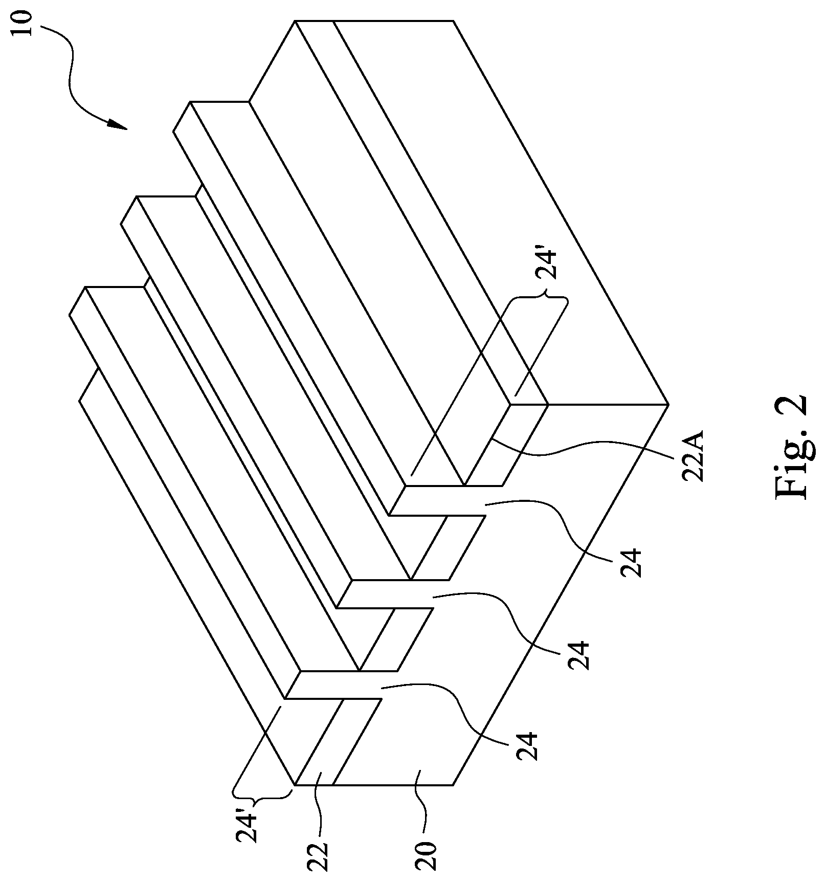 Patent US12107007 Figure 2 – Recessed contacts at line end and methods forming same