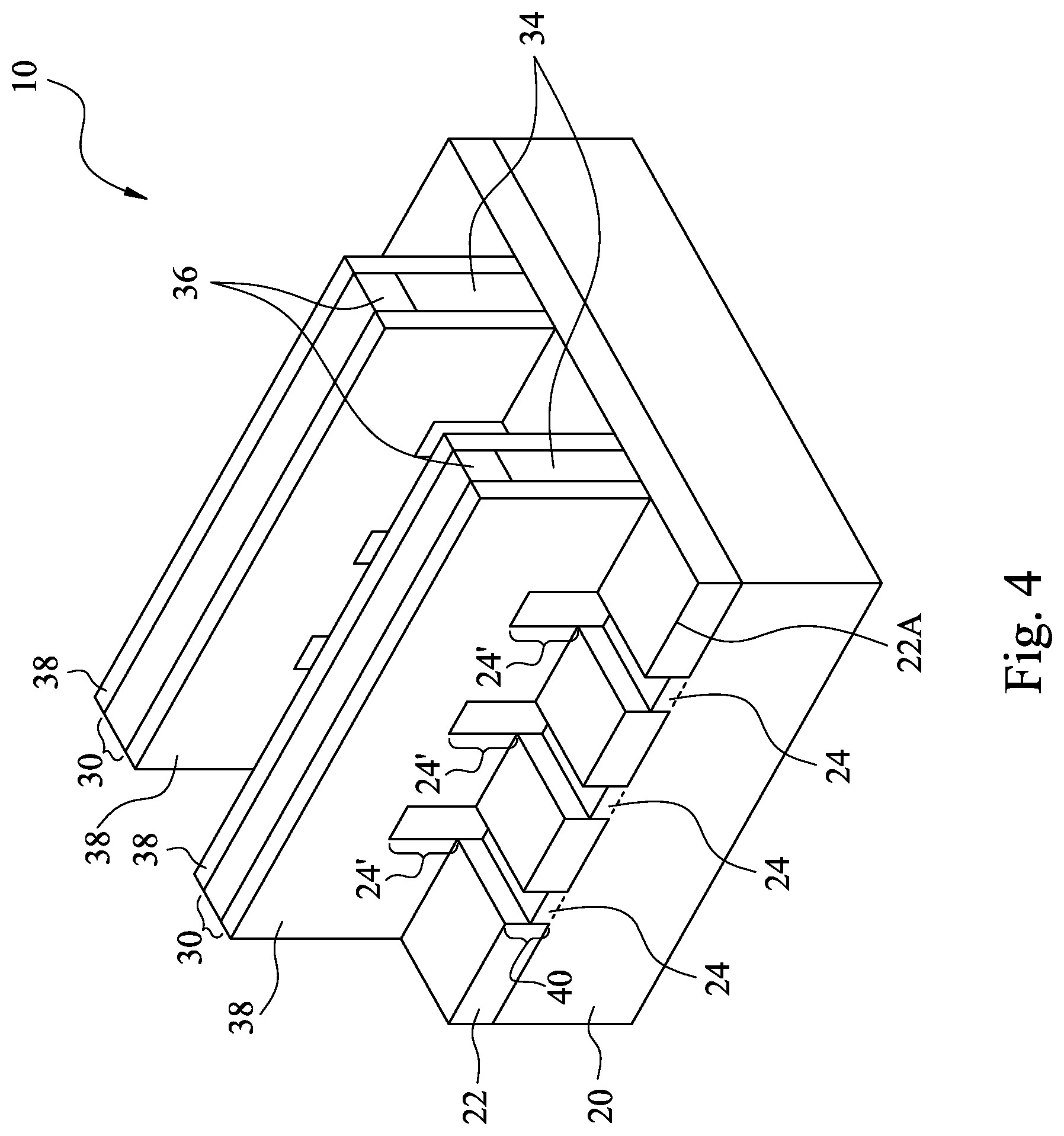 Patent US12107007 Figure 4 – Recessed contacts at line end and methods forming same