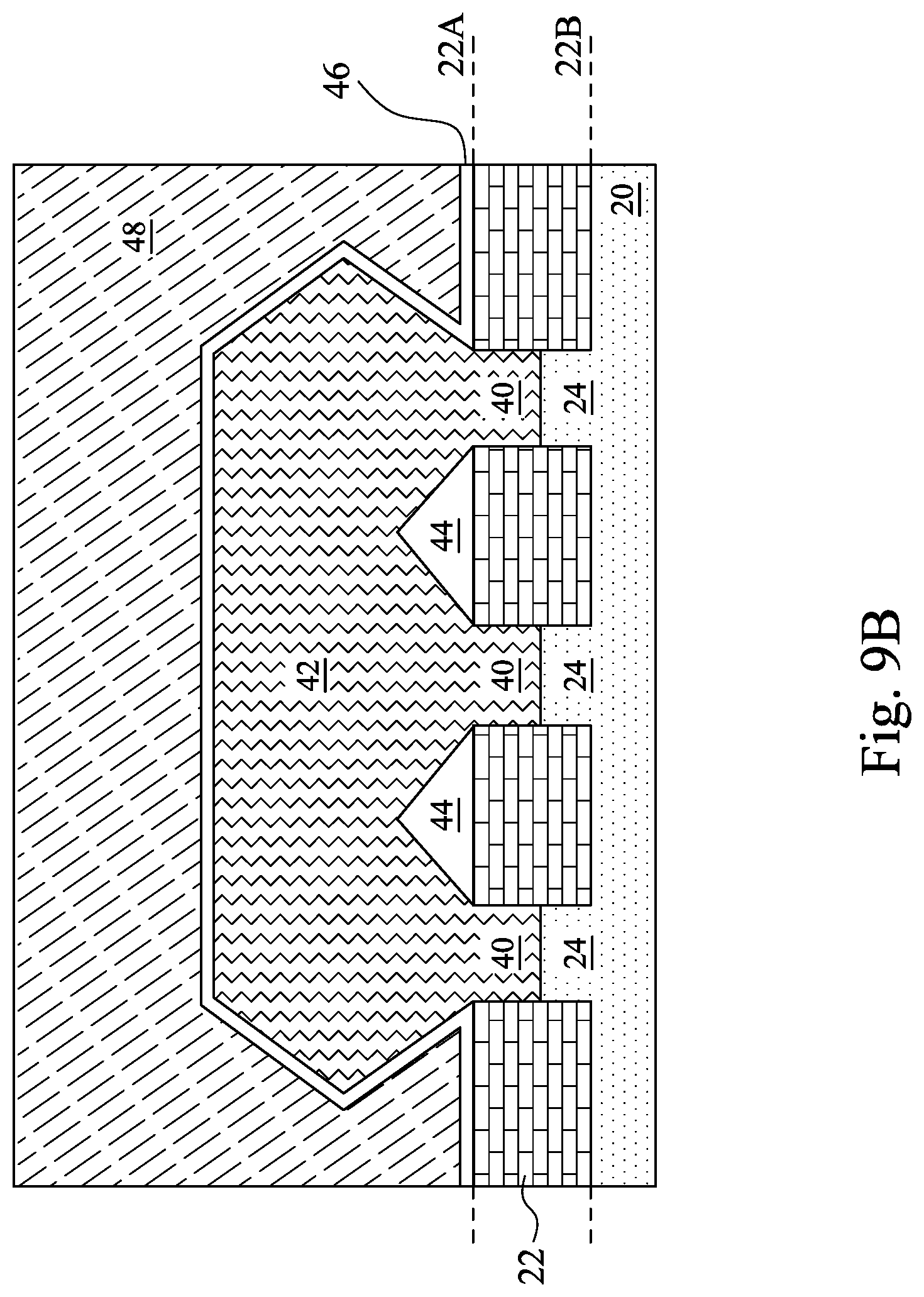 Patent US12107007 Figure 10 – Recessed contacts at line end and methods forming same