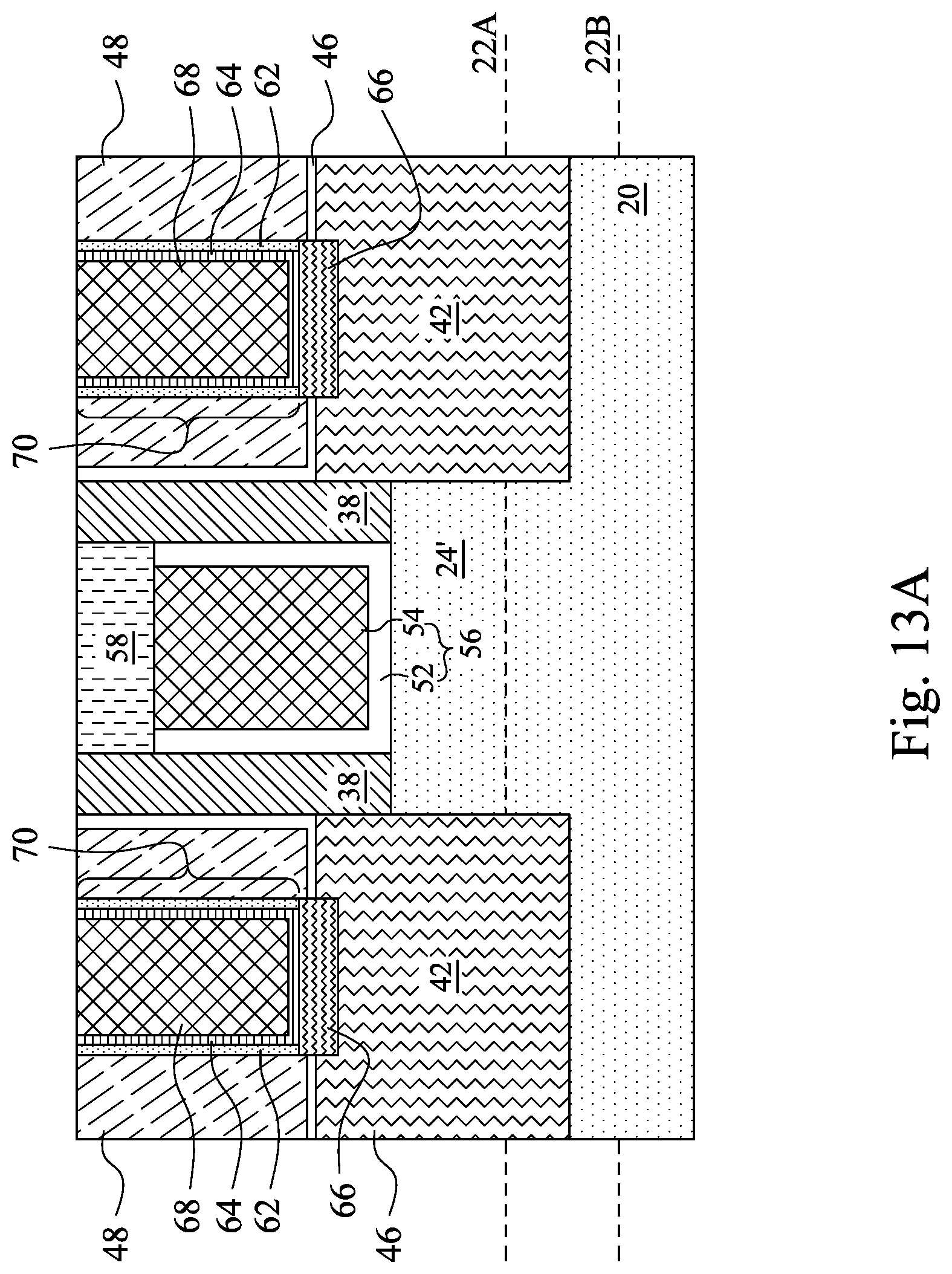 Patent US12107007 Figure 15 – Recessed contacts at line end and methods forming same
