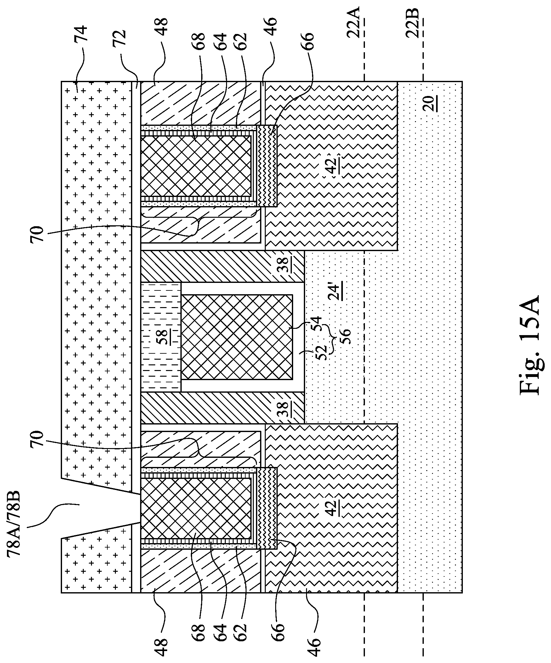 Patent US12107007 Figure 19 – Recessed contacts at line end and methods forming same
