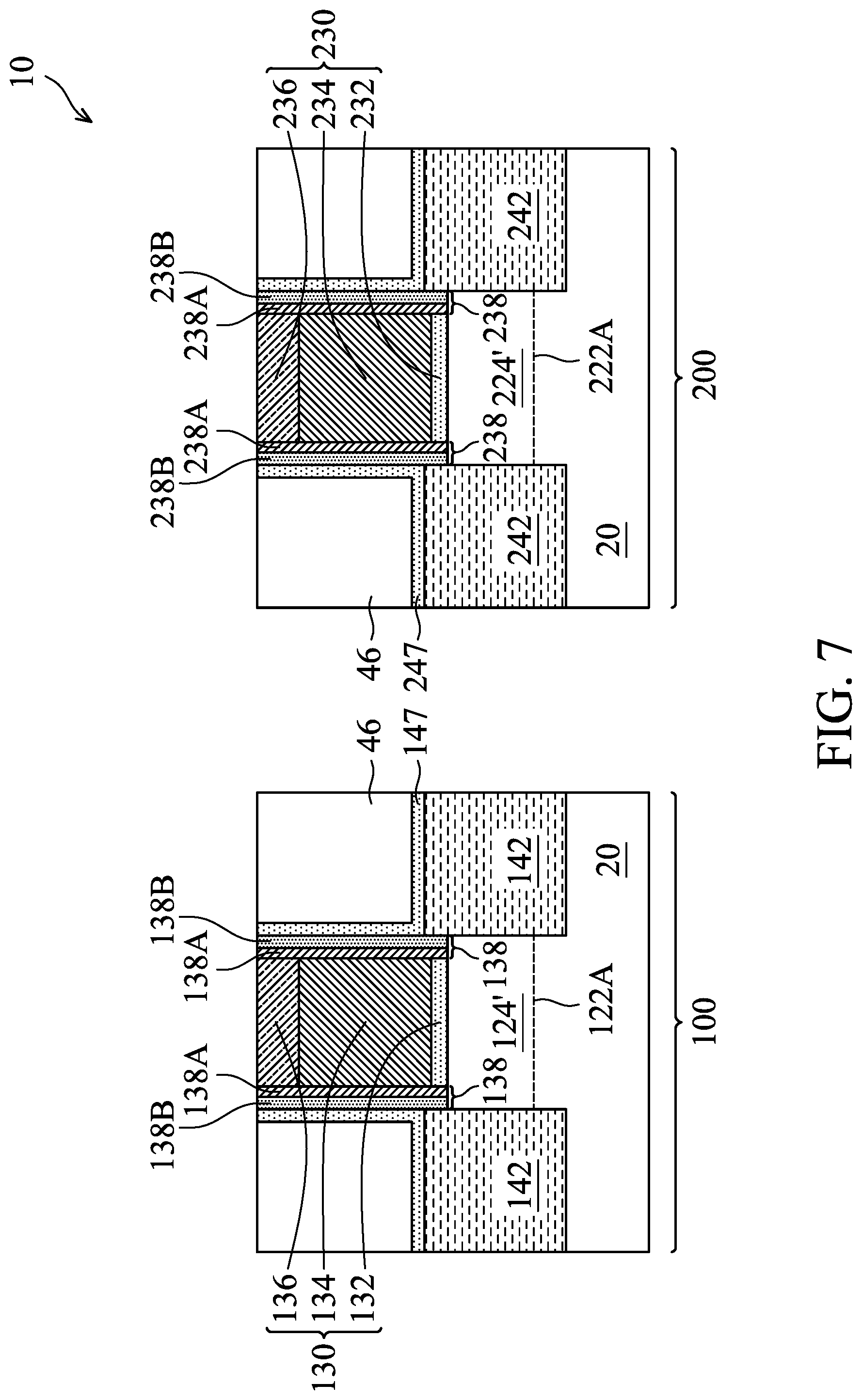Patent US12107015 Figure 7 – NMOS and PMOS transistor gates with hafnium oxide layers and lanthanum oxide layers