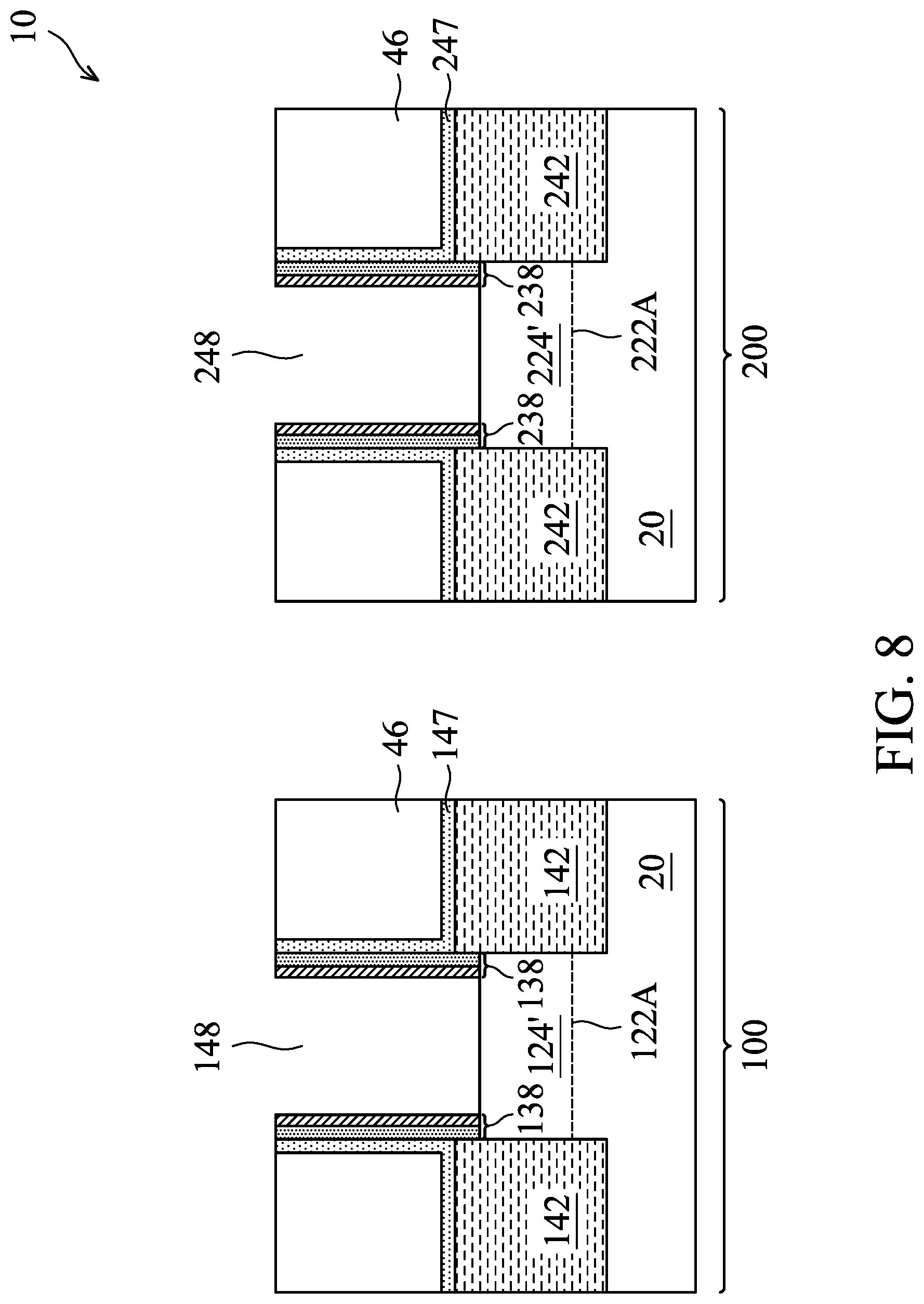 Patent US12107015 Figure 8 – NMOS and PMOS transistor gates with hafnium oxide layers and lanthanum oxide layers