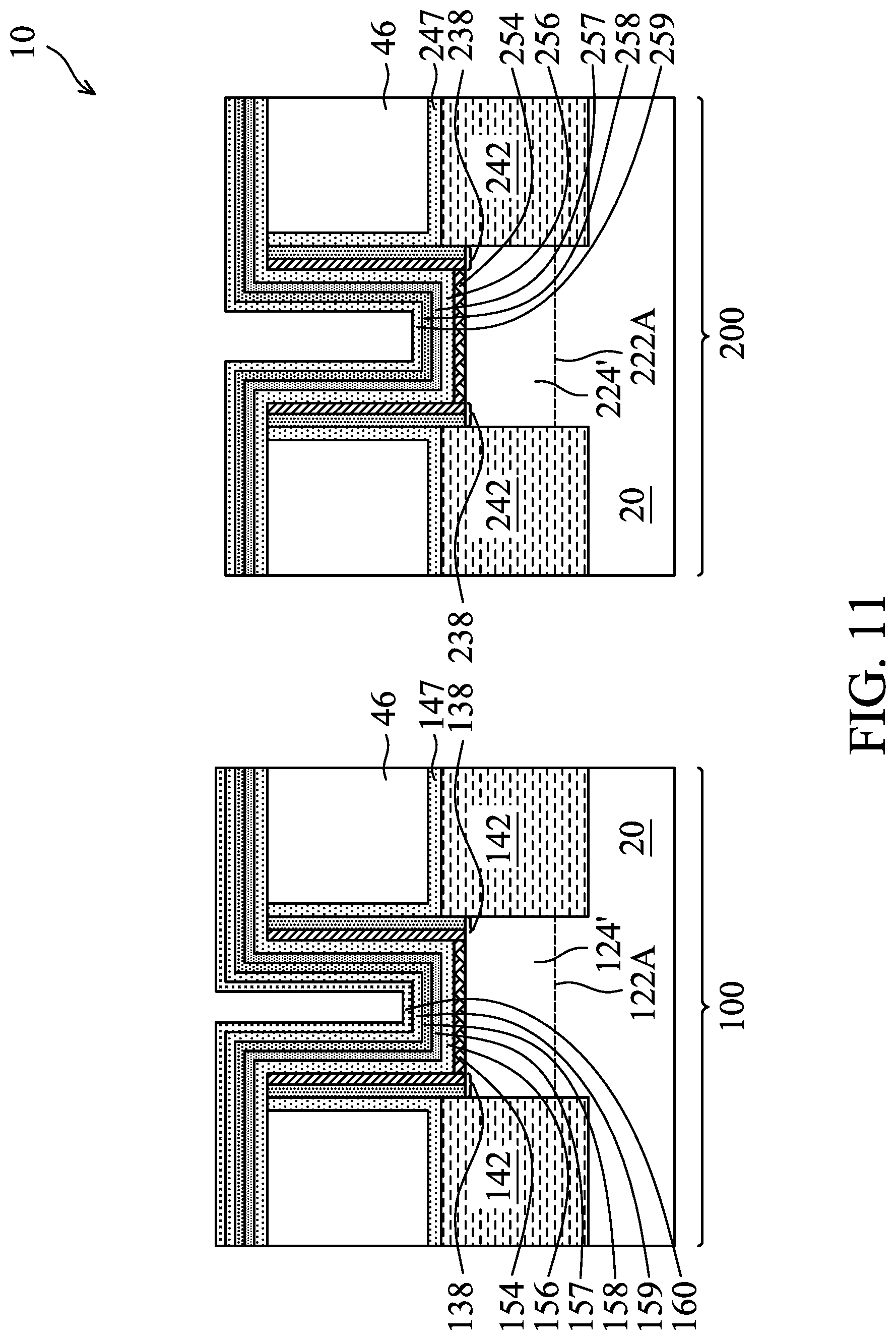 Patent US12107015 Figure 11 – NMOS and PMOS transistor gates with hafnium oxide layers and lanthanum oxide layers