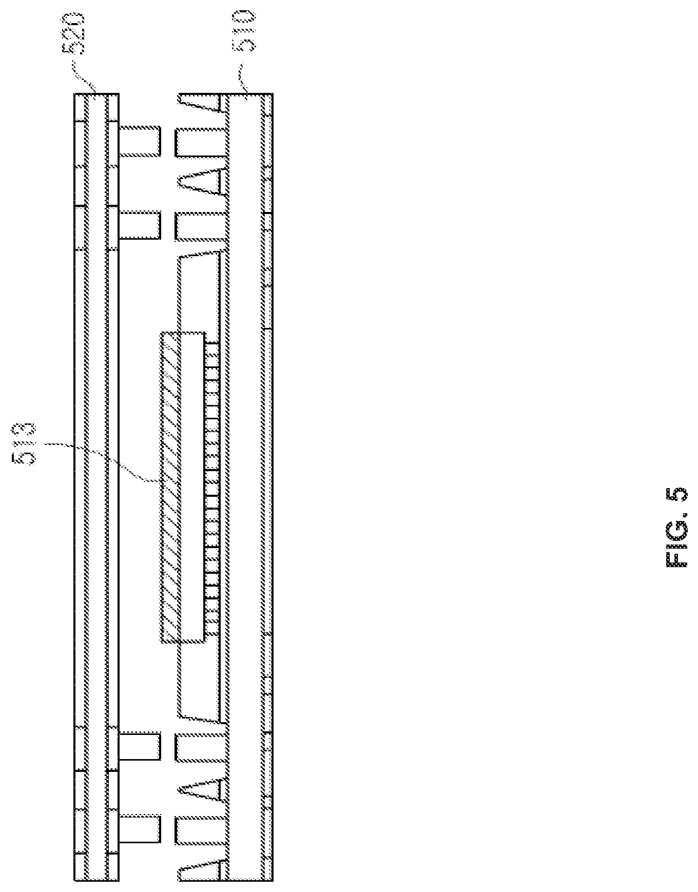 Patent US12107035 Figure 5 – Semiconductor device with a semiconductor die embedded between an extended substrate and a bottom substrate