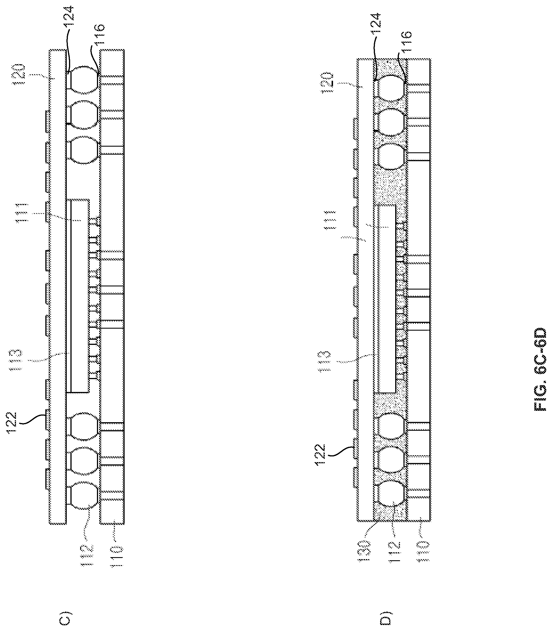 Patent US12107035 Figure 7 – Semiconductor device with a semiconductor die embedded between an extended substrate and a bottom substrate