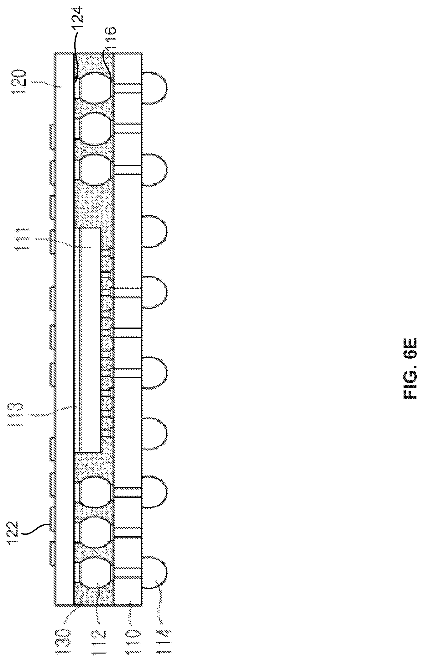 Patent US12107035 Figure 8 – Semiconductor device with a semiconductor die embedded between an extended substrate and a bottom substrate