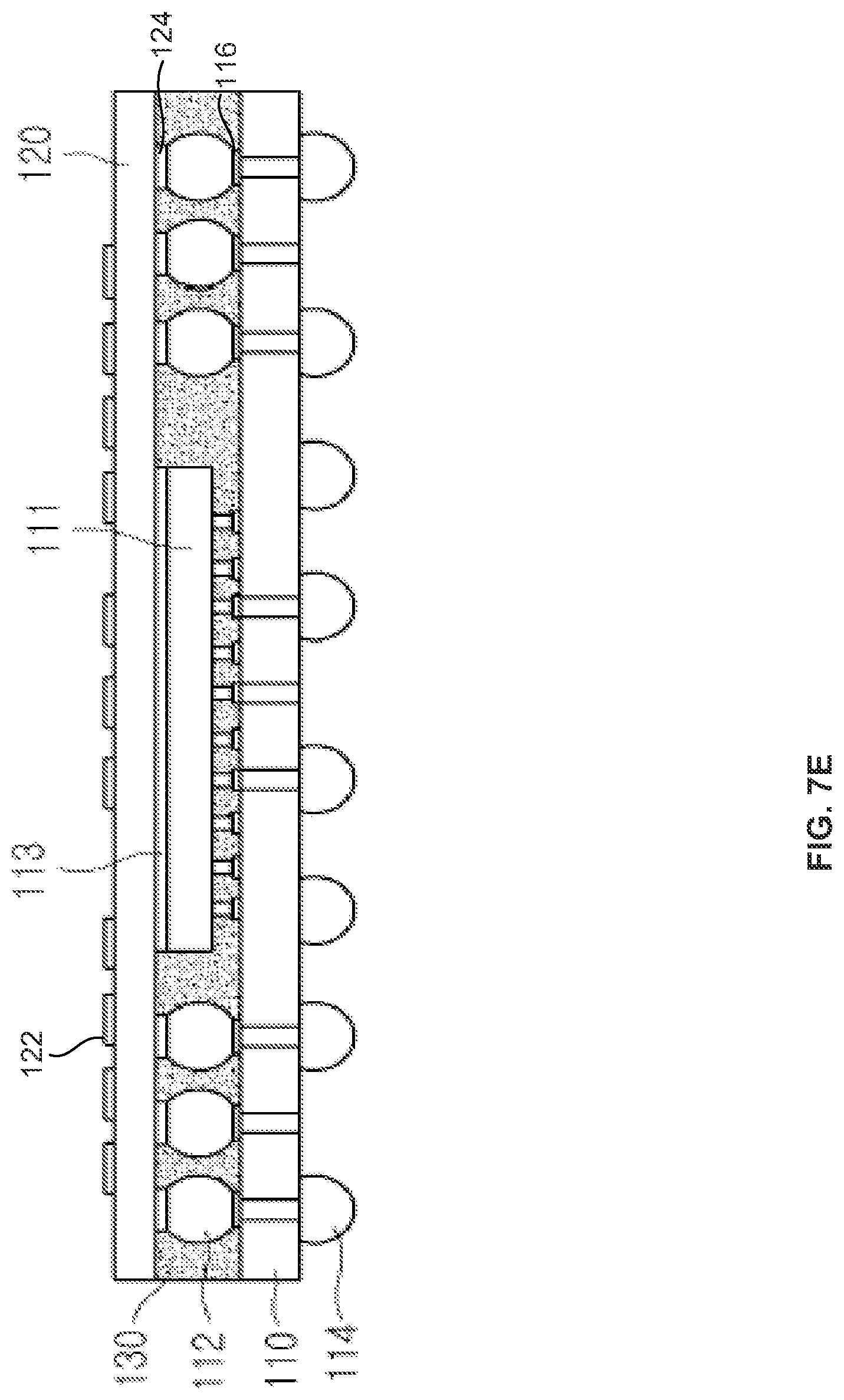 Patent US12107035 Figure 11 – Semiconductor device with a semiconductor die embedded between an extended substrate and a bottom substrate