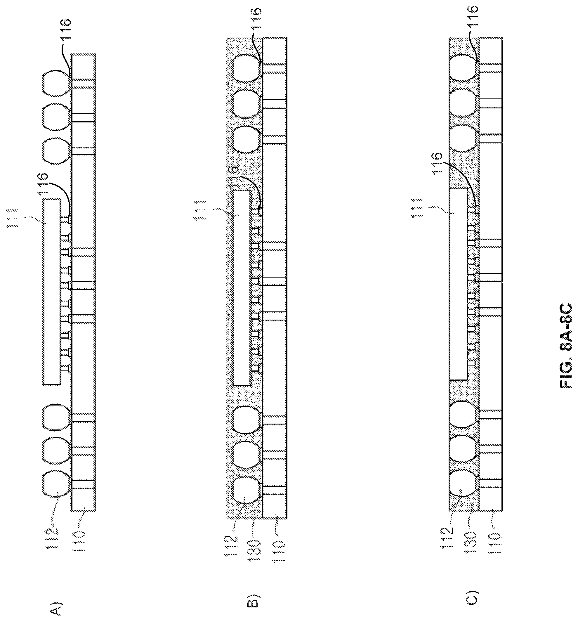 Patent US12107035 Figure 12 – Semiconductor device with a semiconductor die embedded between an extended substrate and a bottom substrate