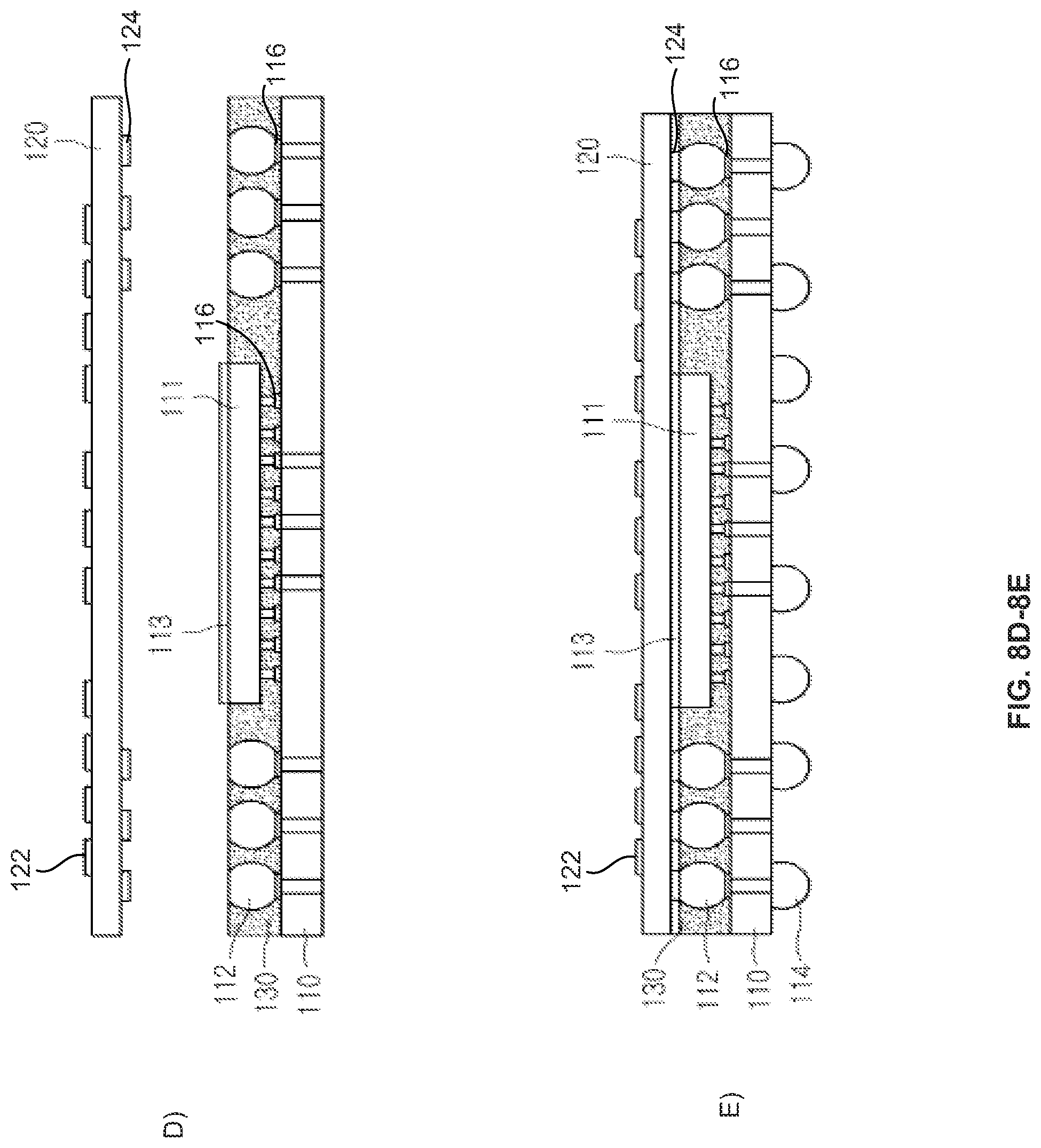 Patent US12107035 Figure 13 – Semiconductor device with a semiconductor die embedded between an extended substrate and a bottom substrate