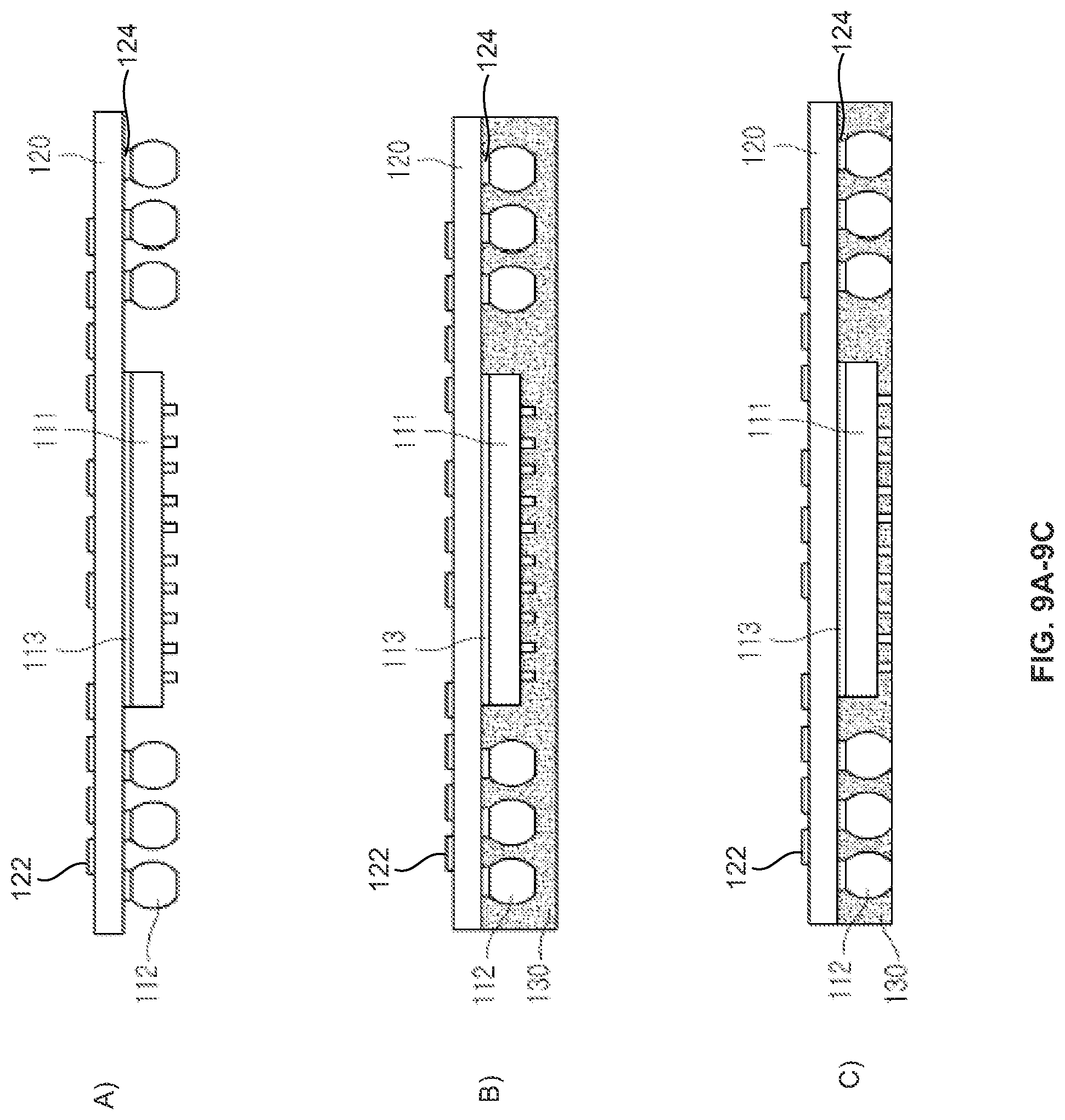 Patent US12107035 Figure 14 – Semiconductor device with a semiconductor die embedded between an extended substrate and a bottom substrate