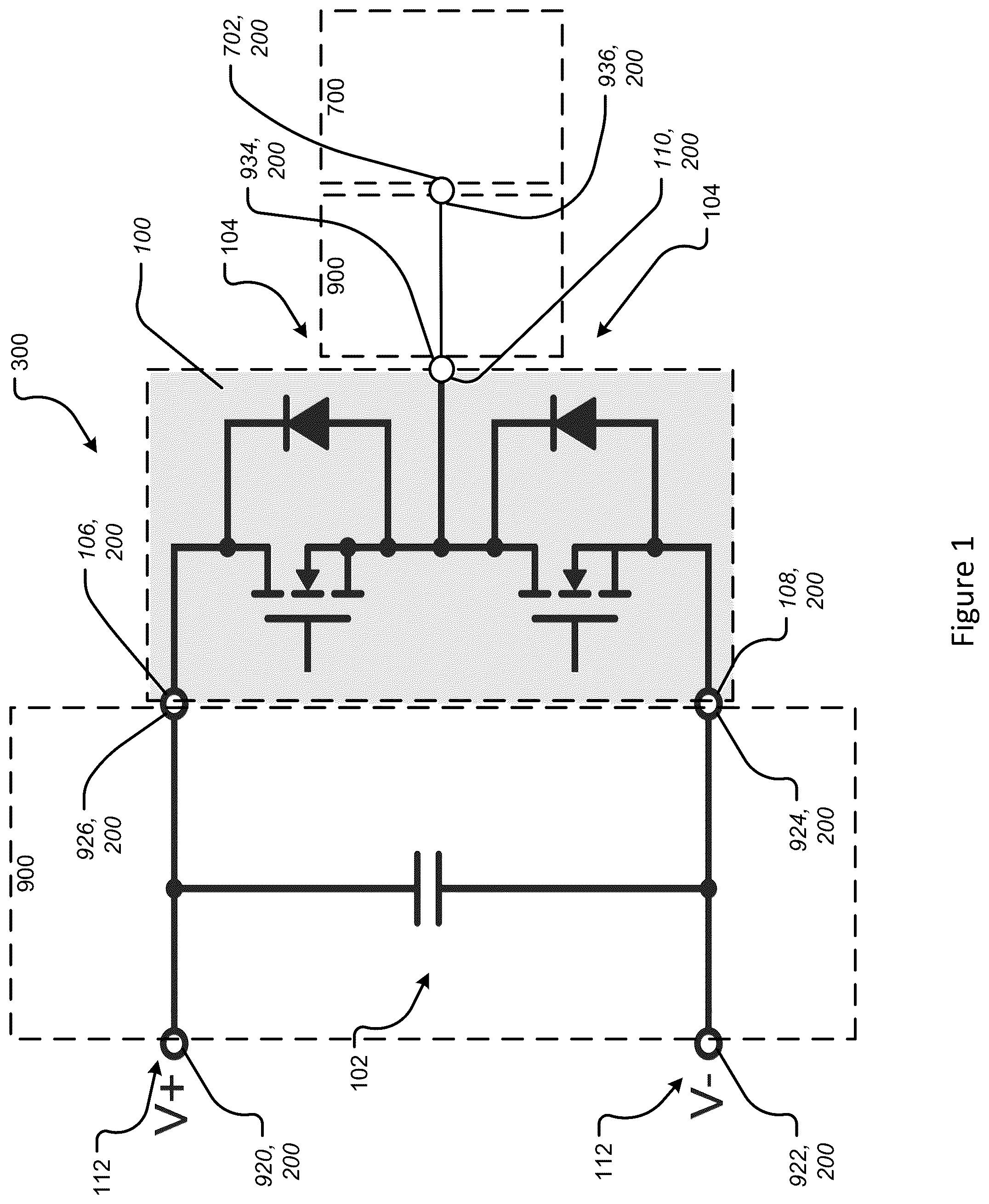 Patent US12107039 — Power component configured for improving partial discharge performance and system and process of implementing the same — Figure 1