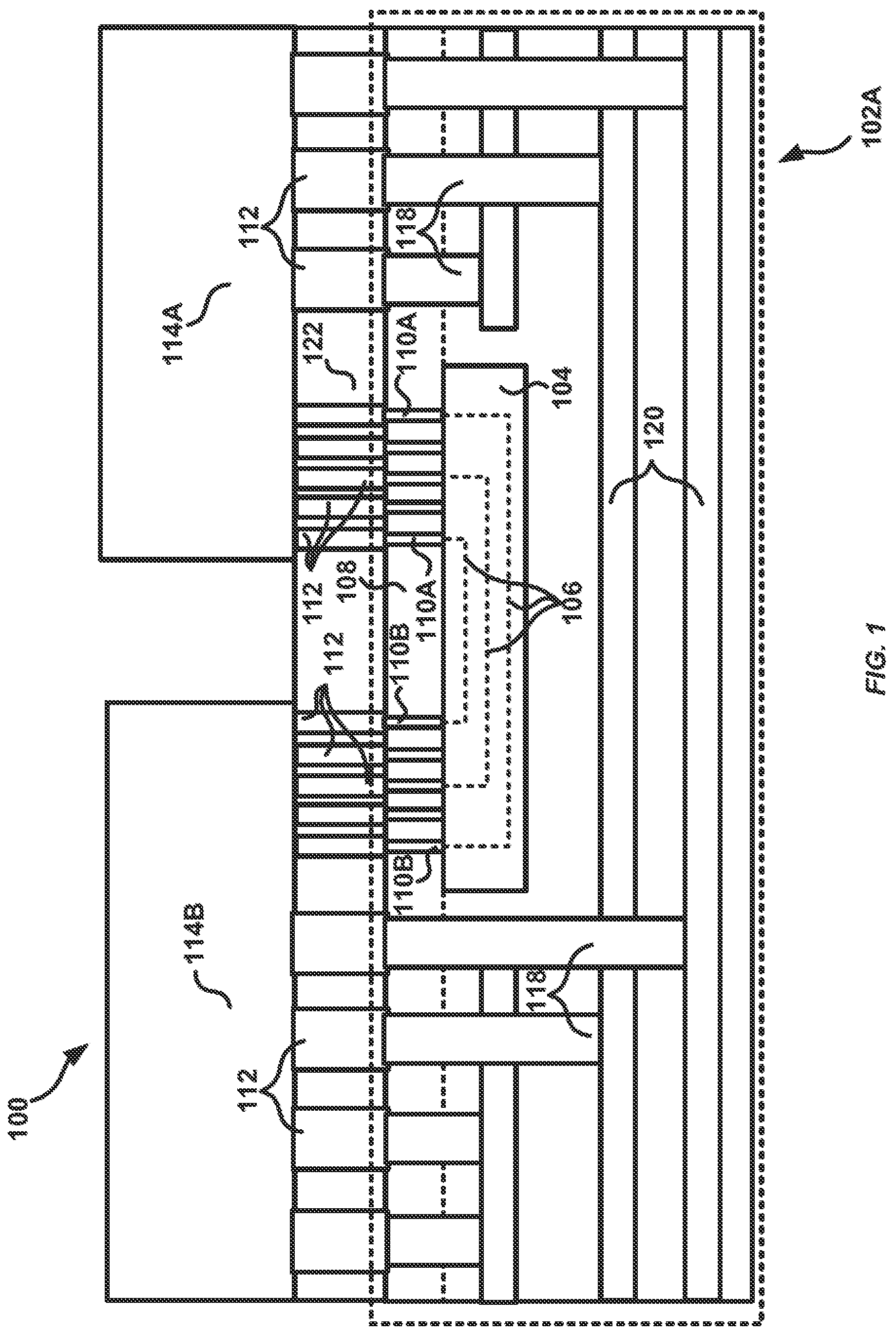 Patent US12107042 Figure 1 – Localized high density substrate routing