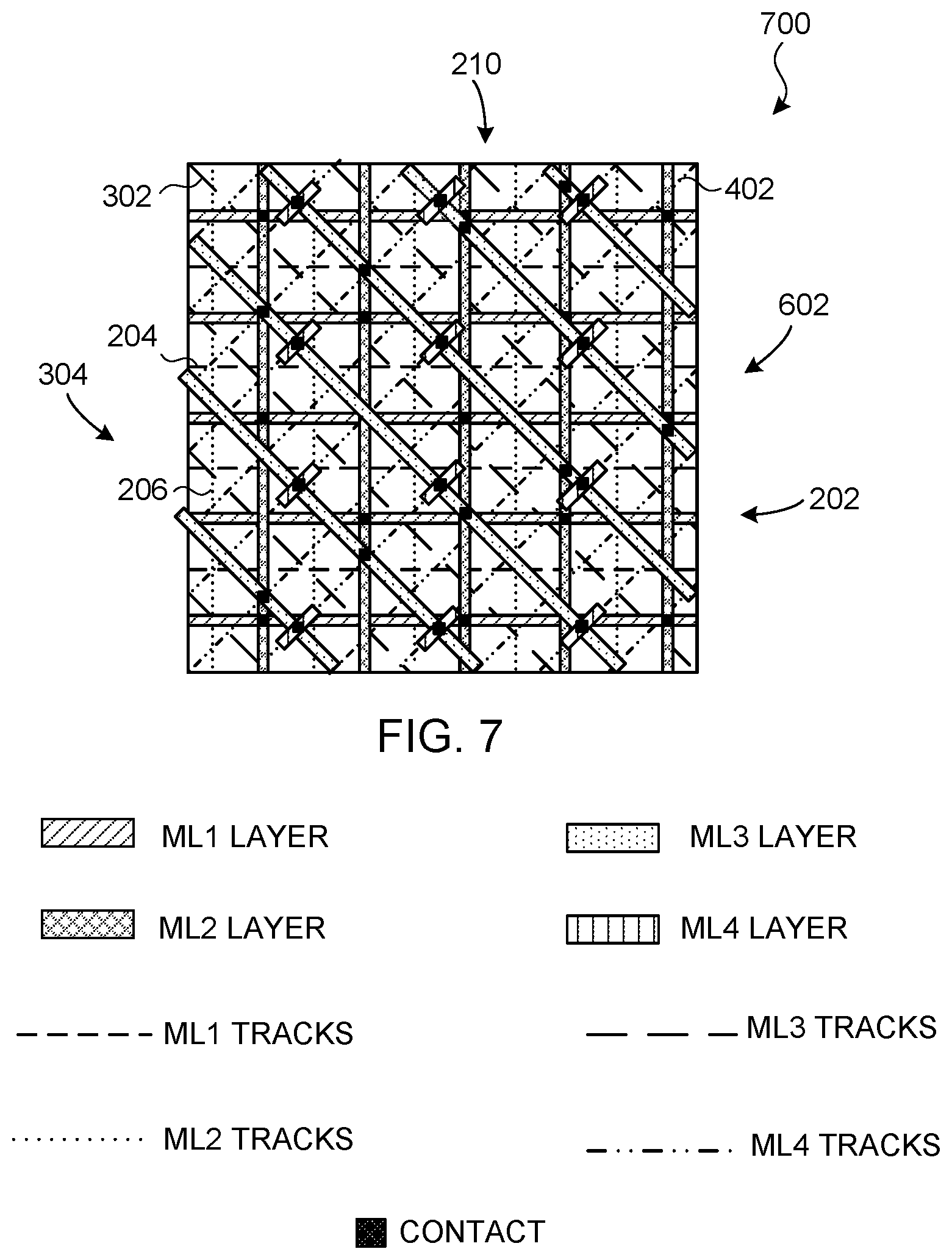 Patent US12107048 Figure 6 – Layouts for conductive layers in integrated circuits