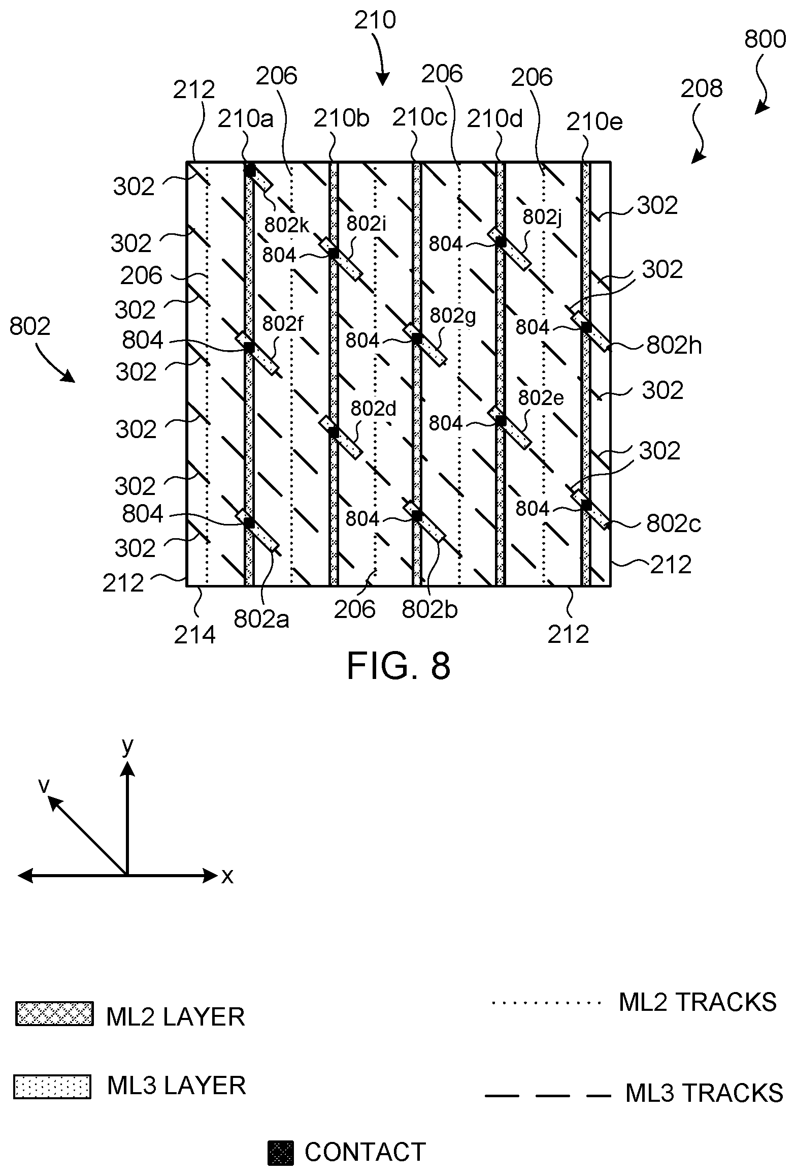 Patent US12107048 Figure 7 – Layouts for conductive layers in integrated circuits