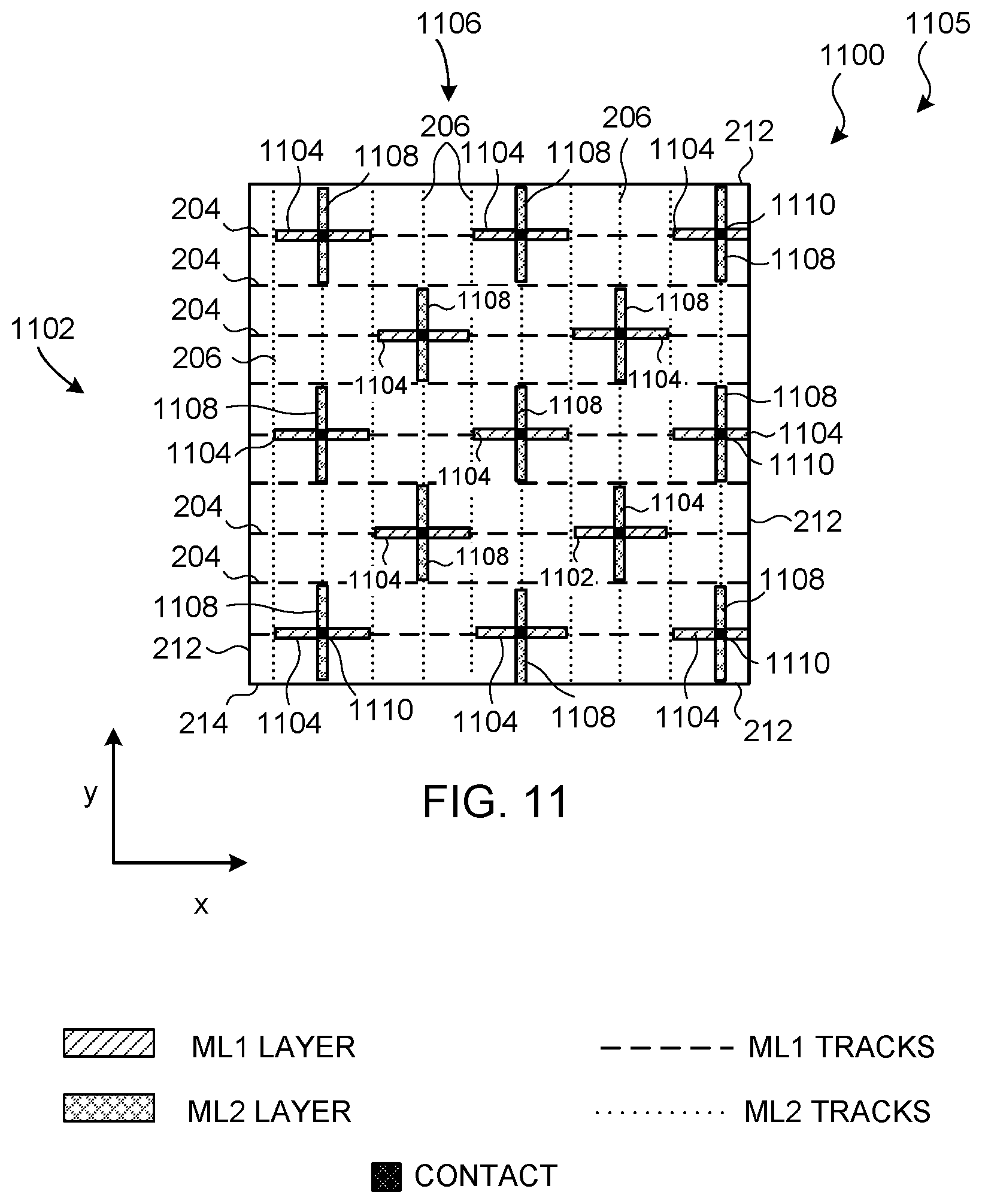 Patent US12107048 Figure 10 – Layouts for conductive layers in integrated circuits