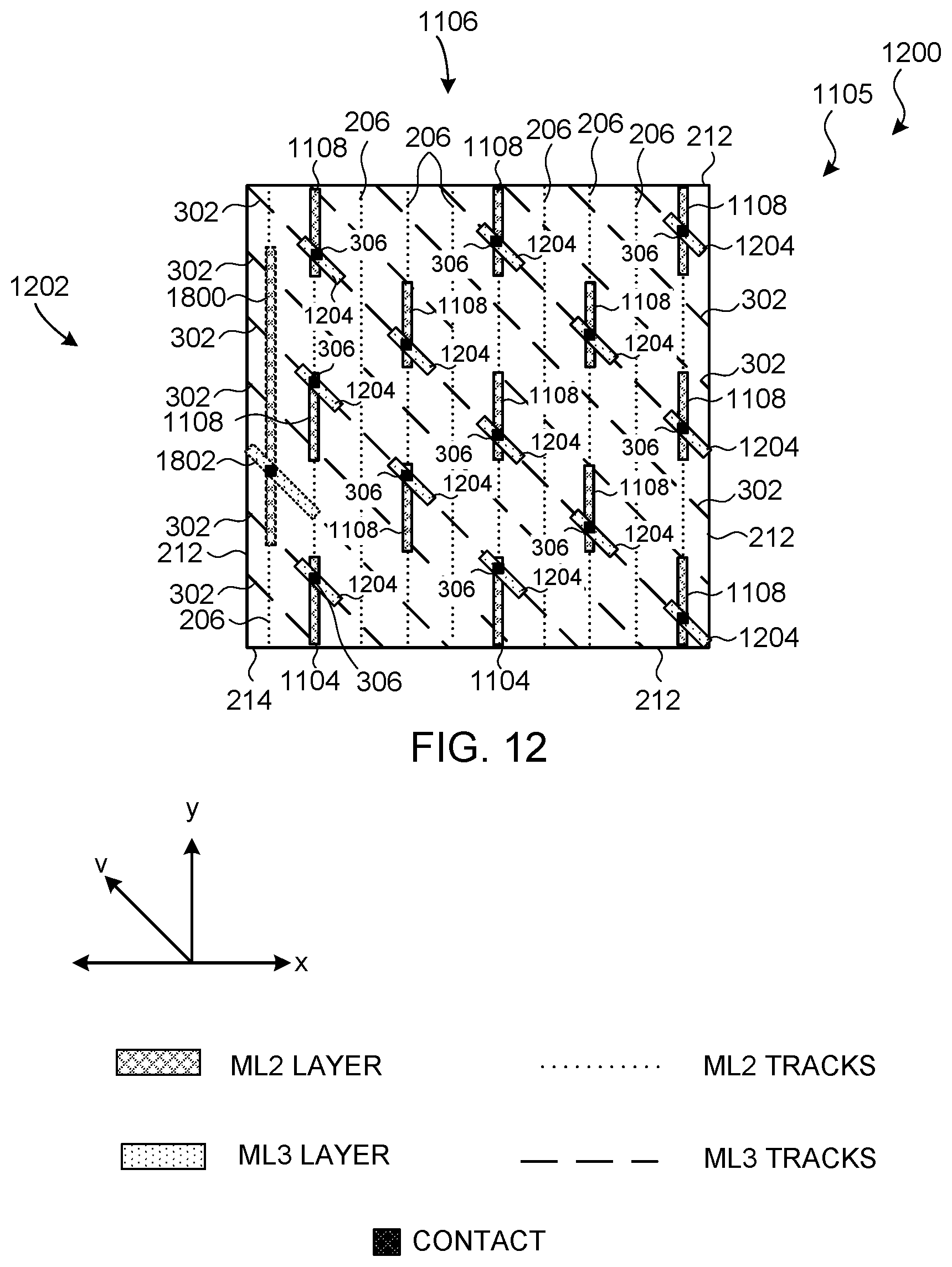 Patent US12107048 Figure 11 – Layouts for conductive layers in integrated circuits
