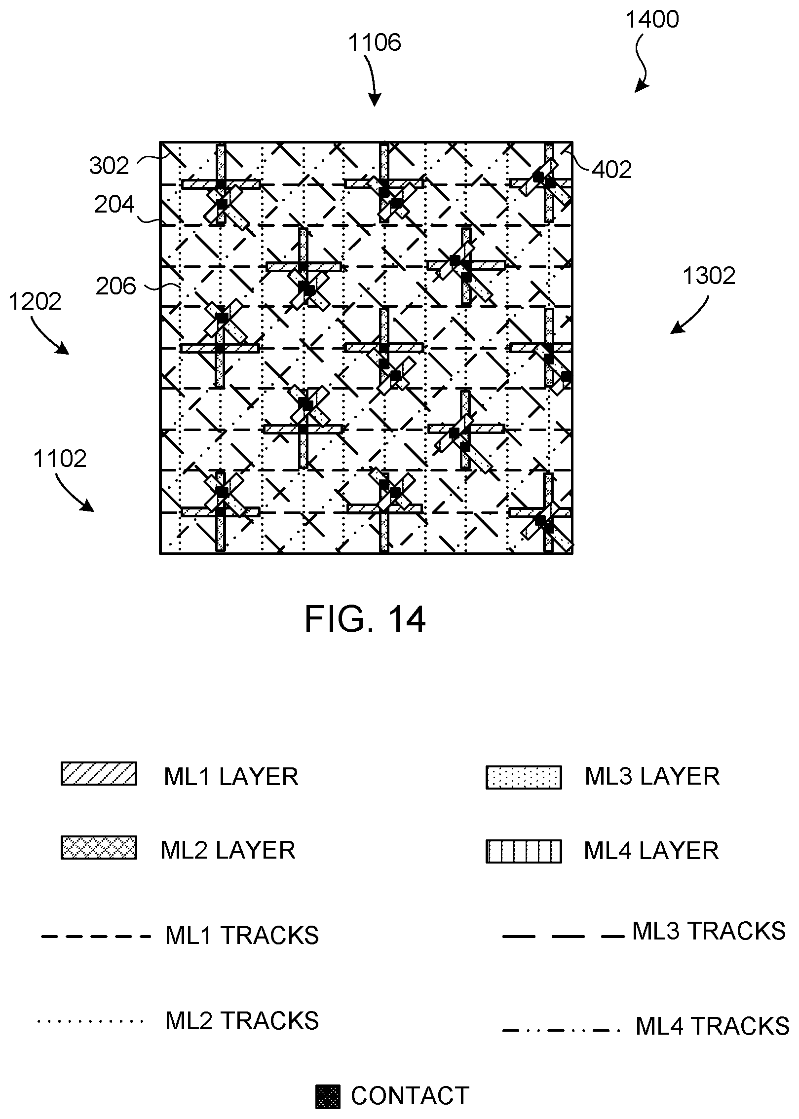 Patent US12107048 Figure 13 – Layouts for conductive layers in integrated circuits