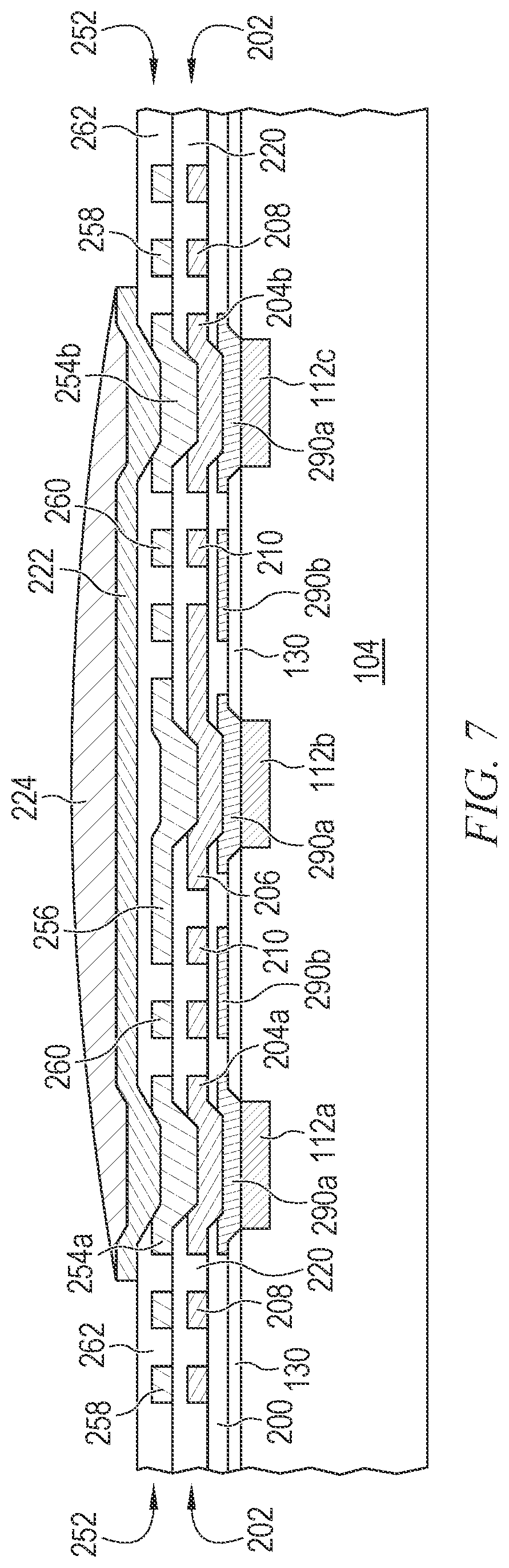 Patent US12107058 Figure 7 – Split RDL connection between die and UBM