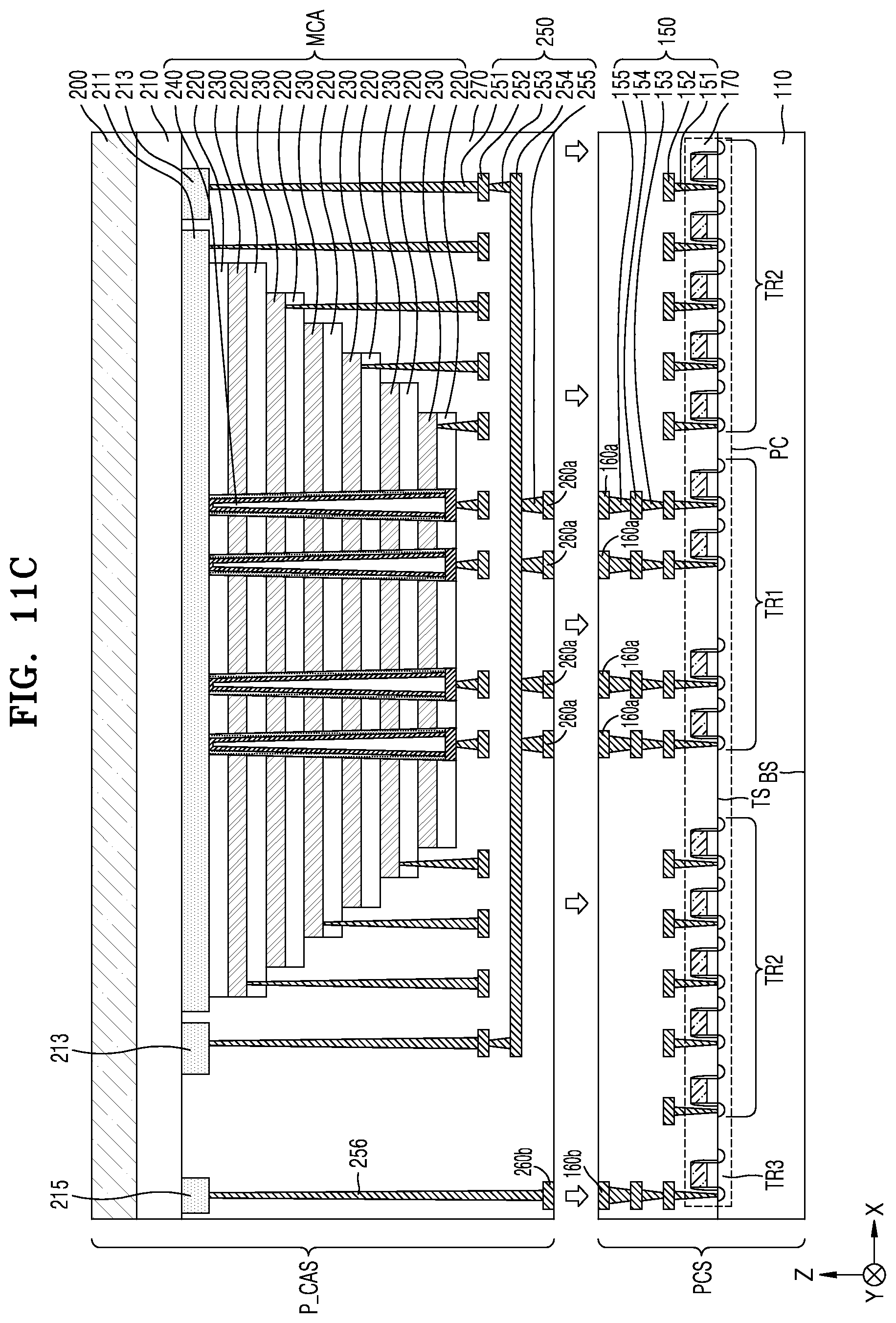 Patent US12107061 Figure 15 – Integrated circuit device including peripheral circuit and cell array structures, and electronic system including same
