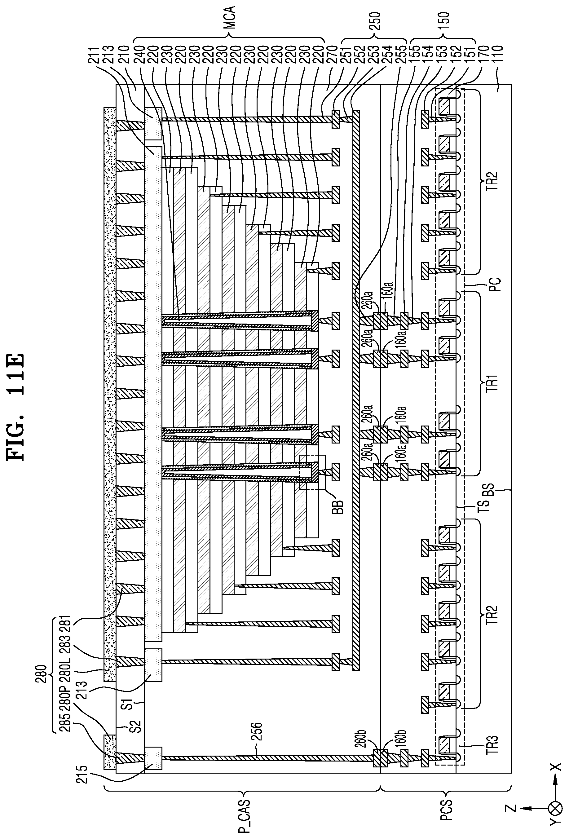 Patent US12107061 Figure 17 – Integrated circuit device including peripheral circuit and cell array structures, and electronic system including same