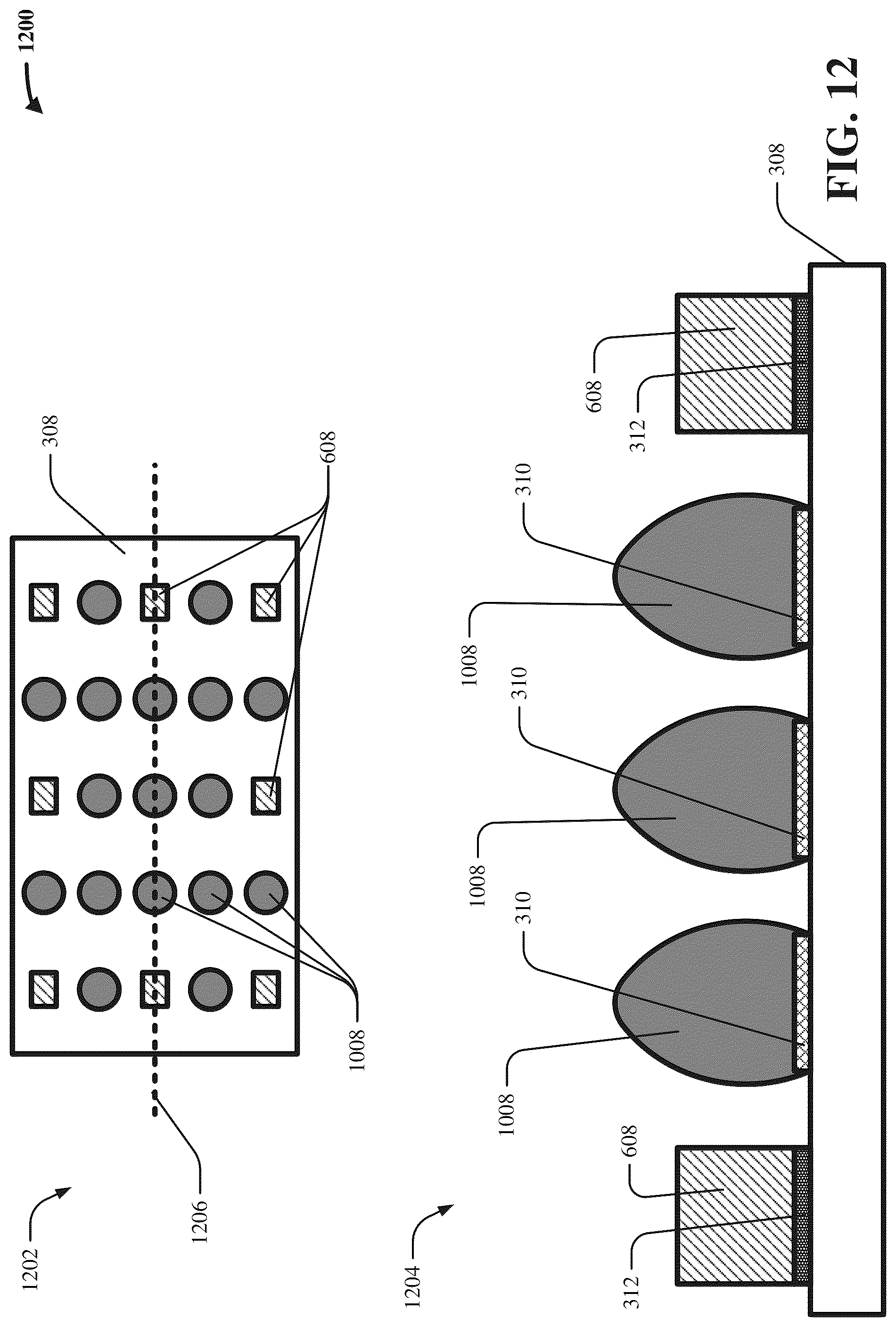 Patent US12107065 Figure 12 – Uniform chip gaps via injection-molded solder pillars