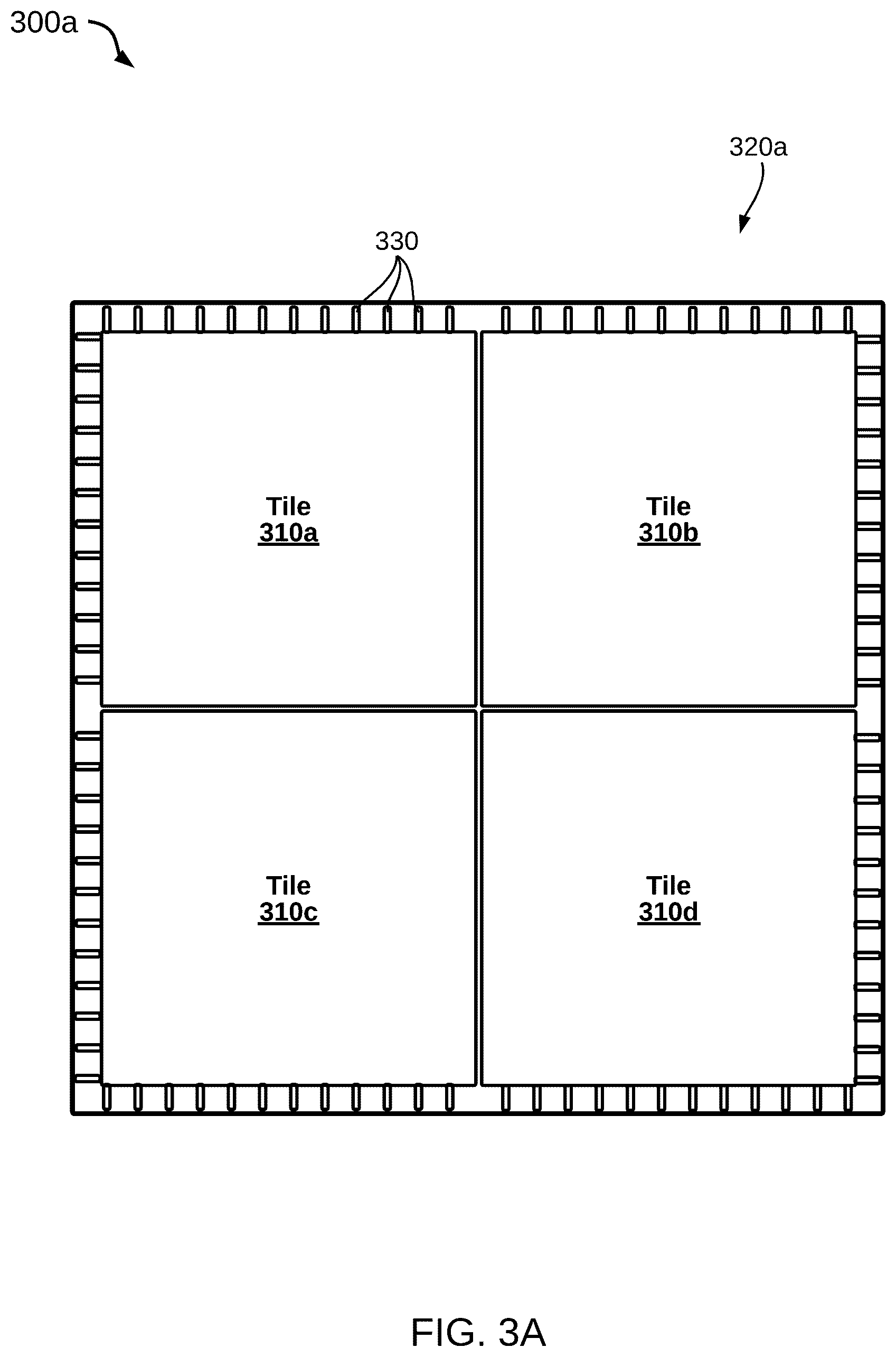 Patent US12107072 Figure 5 – Display backplane including an array of tiles