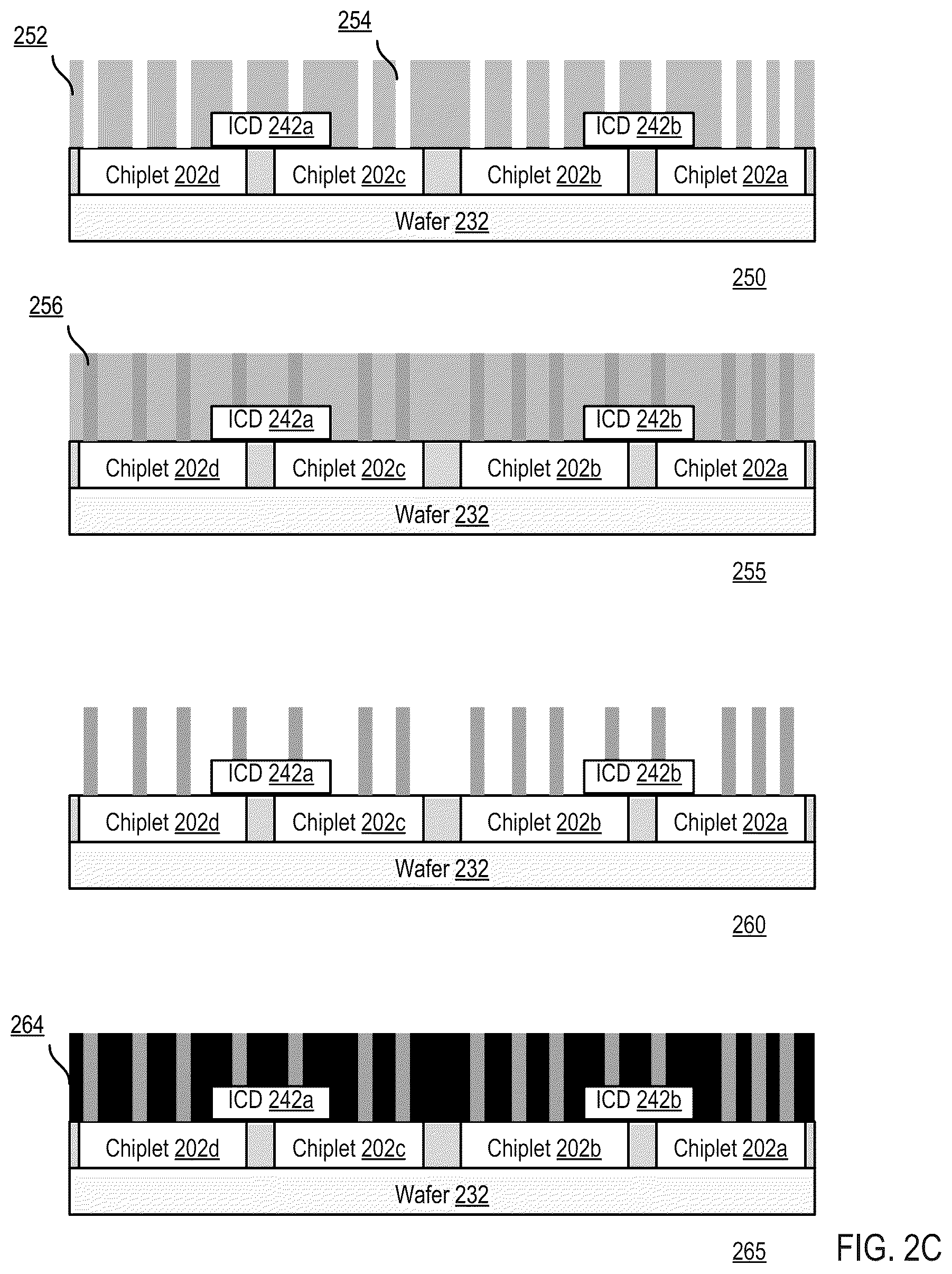 Patent US12107075 Figure 5 – Hybrid bonded interconnect bridging