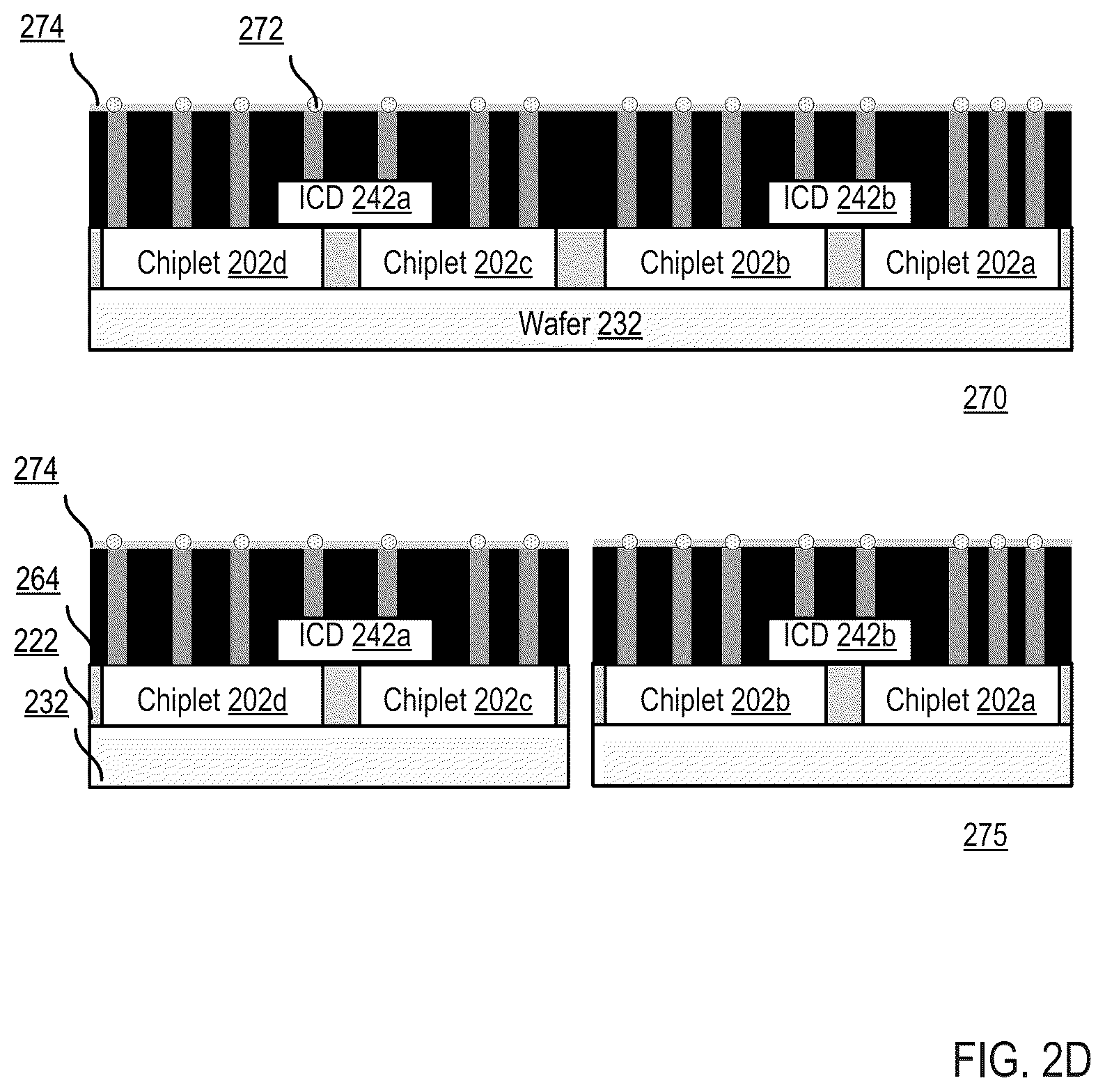 Patent US12107075 Figure 6 – Hybrid bonded interconnect bridging