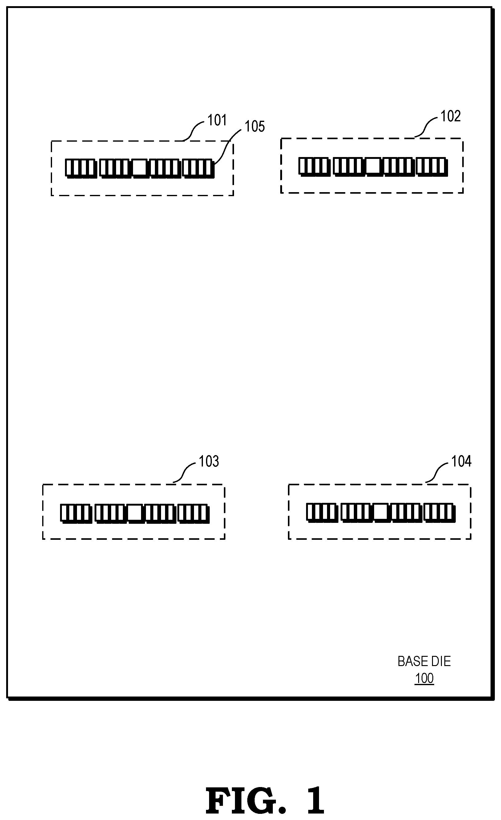 Patent US12107076 Figure 1 – Through-silicon via layout for multi-die integrated circuits