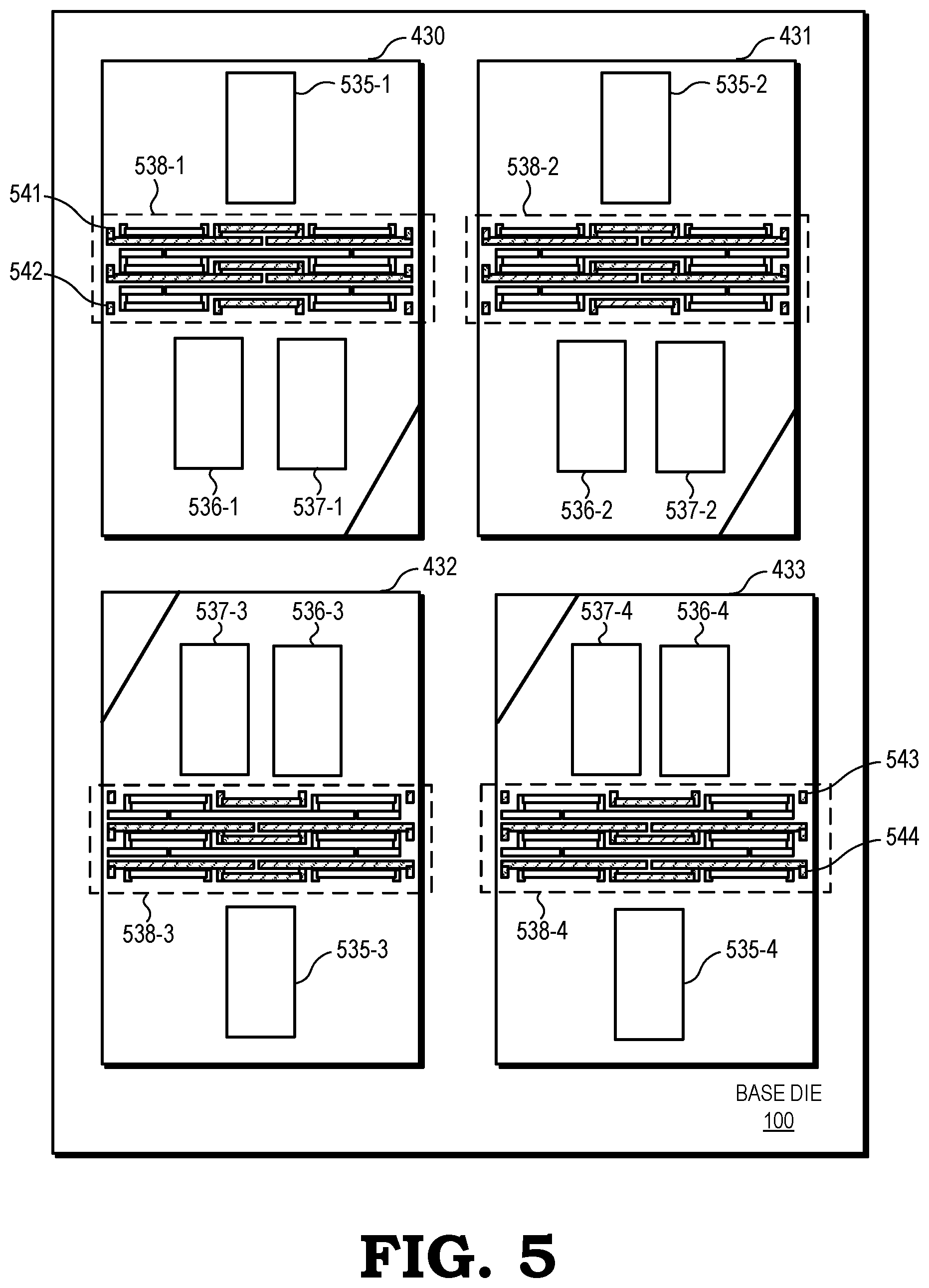 Patent US12107076 Figure 4 – Through-silicon via layout for multi-die integrated circuits