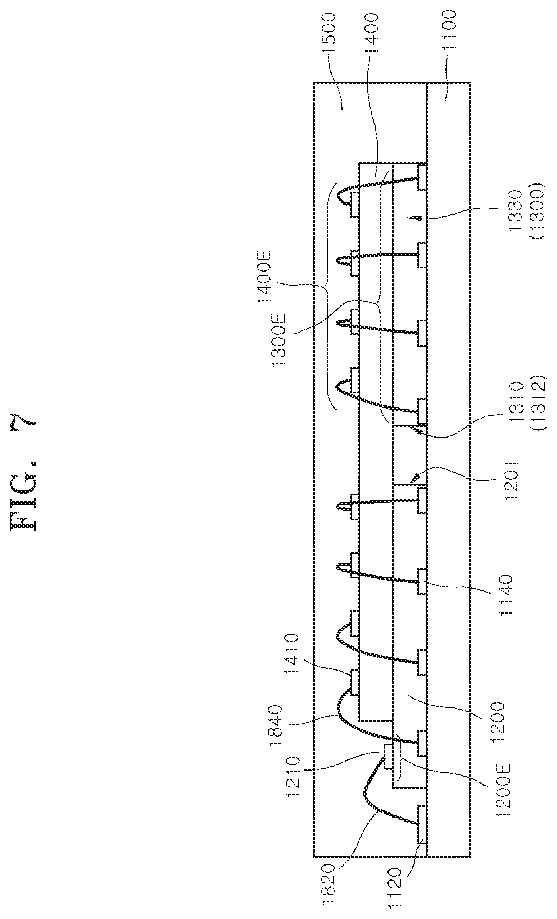Patent US12107077 Figure 7 – Stack packages including supporter