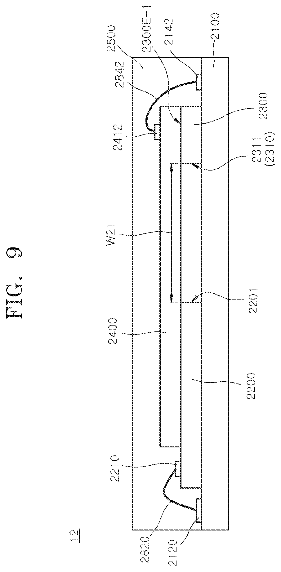 Patent US12107077 Figure 9 – Stack packages including supporter