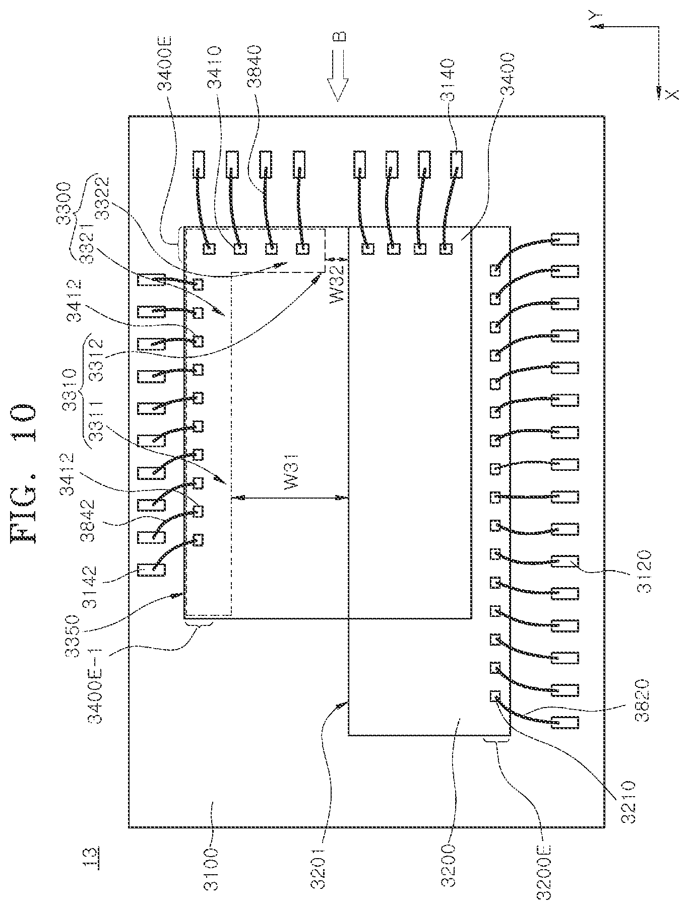 Patent US12107077 Figure 10 – Stack packages including supporter