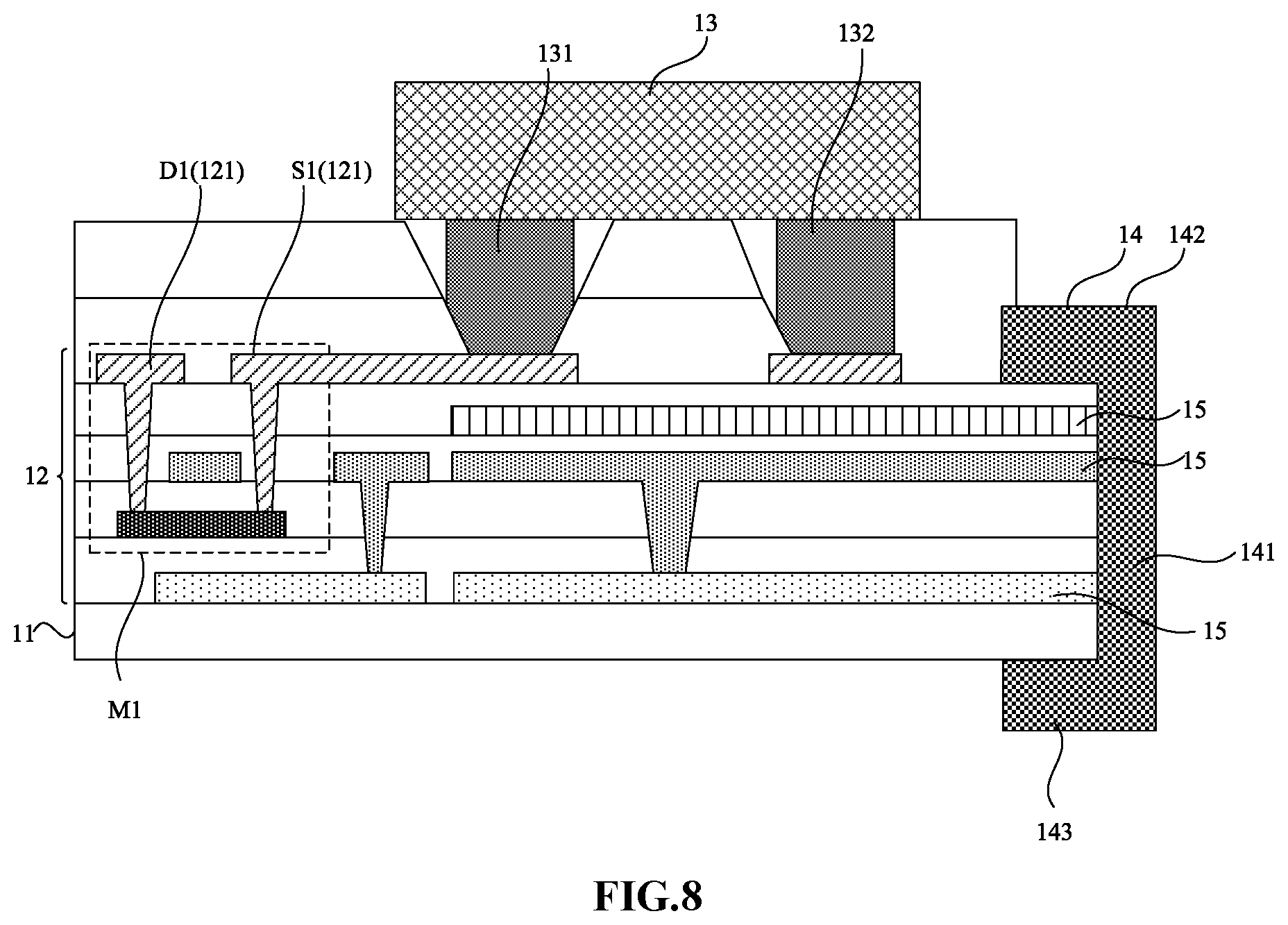 Patent US12107079 Figure 7 – Display panel and display device with enhanced thermal conductivity